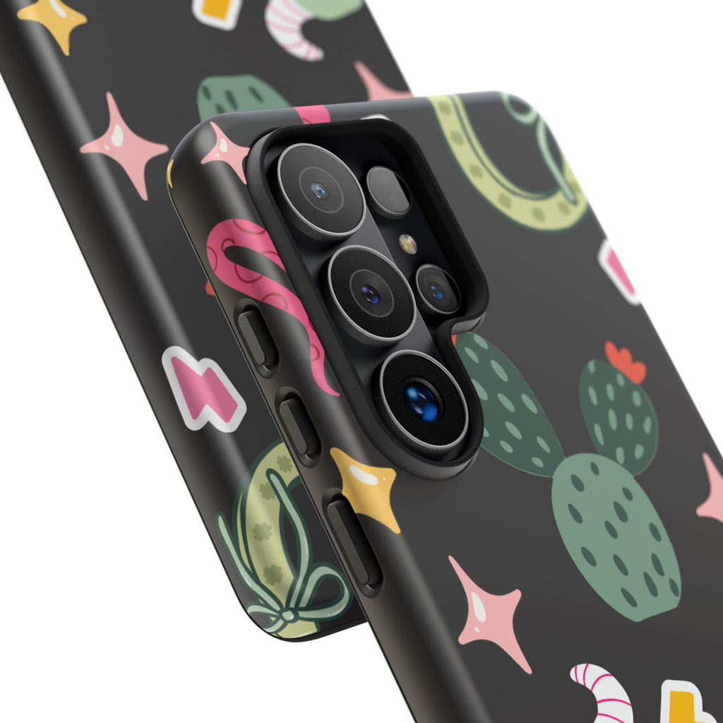Southwest Desert Icons Tough Phone Case — Cactus, Cowboy & Skull Pattern