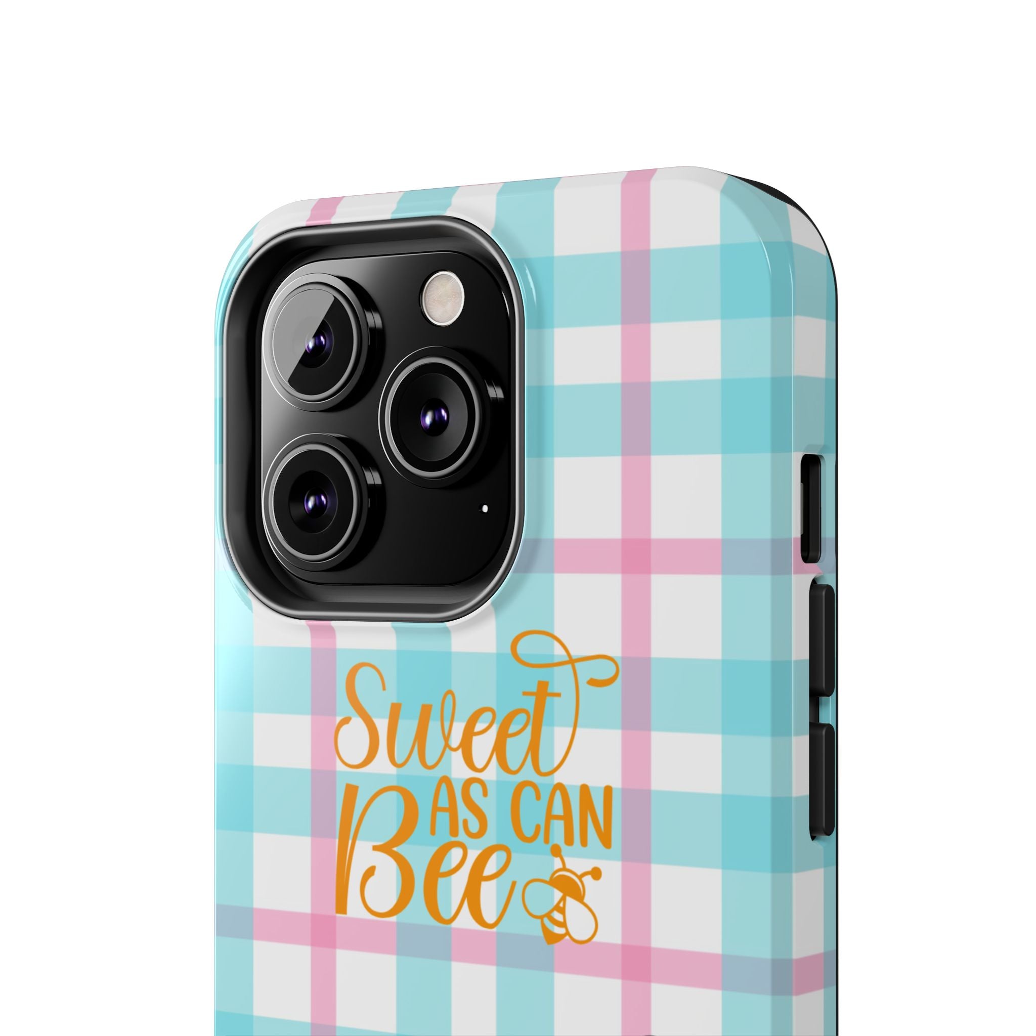 Sweet As Can Bee Tough Phone Case — Cute Bee & Daisy Plaid Protective Cover