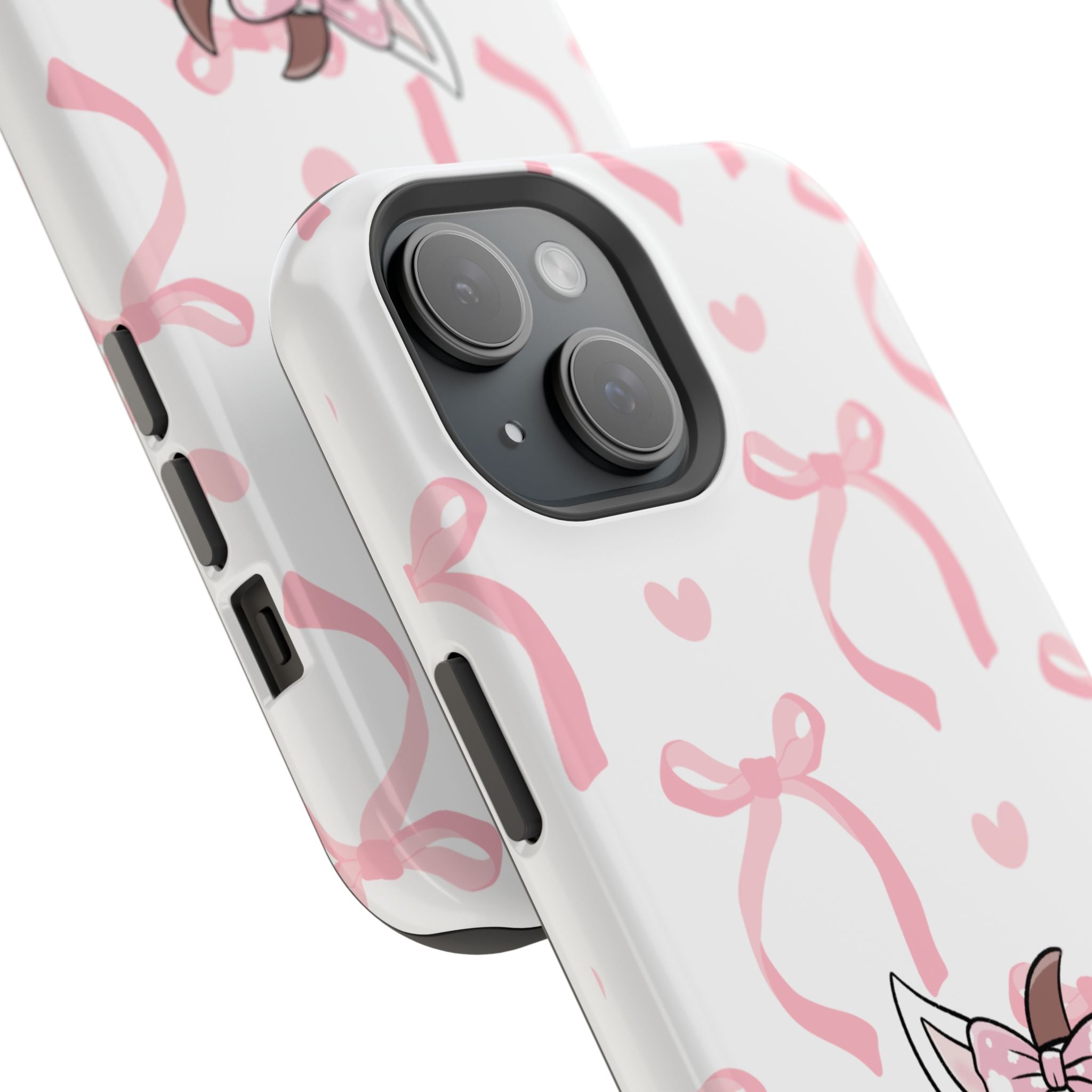 Cute Cow Phone Case — Pink Bows Magnetic Impact-Resistant Case