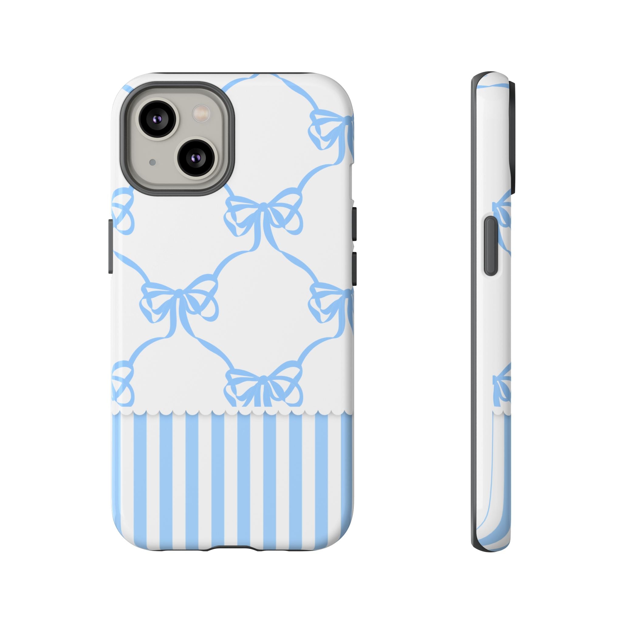 Blue Bow Stripes Phone Case — Cute Pastel Protective Tough Case