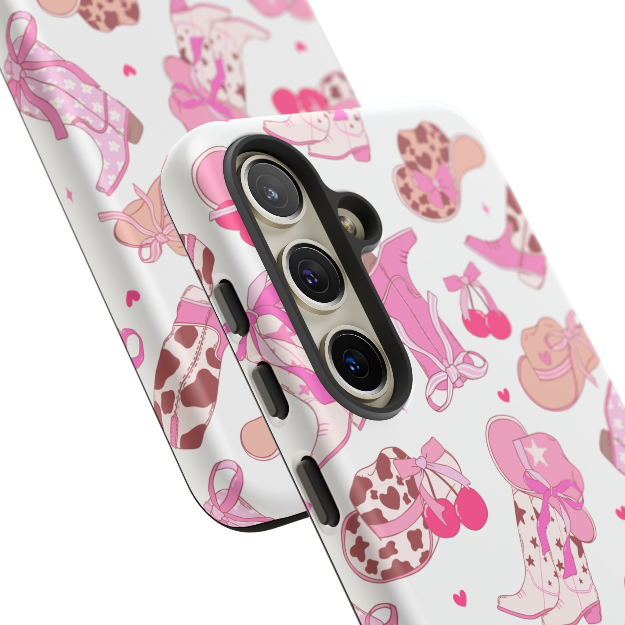 Pink Cowgirl Phone Case - Cute Western Boots & Hats Pattern Tough Case