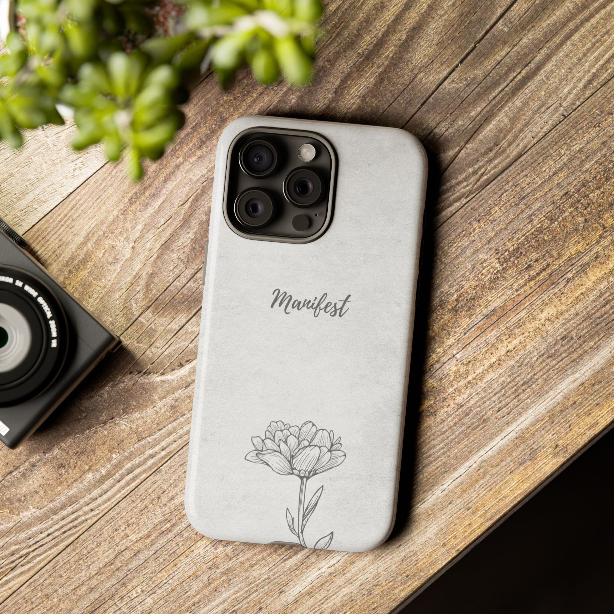 Manifest Flower Phone Case — Minimalist Protective iPhone Cover