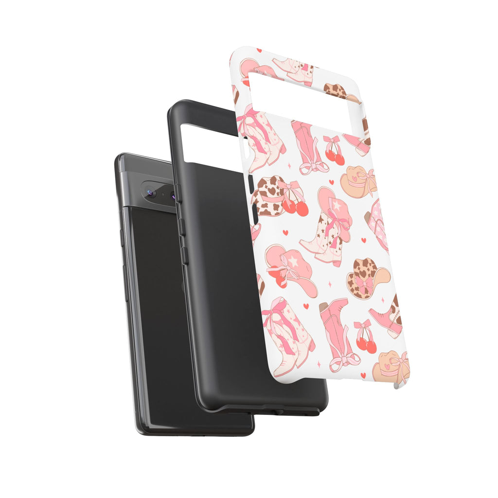 Cowgirl Boots Pink Phone Case — Cute Western Pattern Tough Phone Case