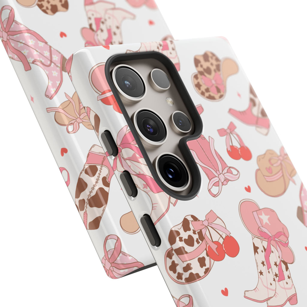 Cowgirl Boots Pink Phone Case — Cute Western Pattern Tough Phone Case