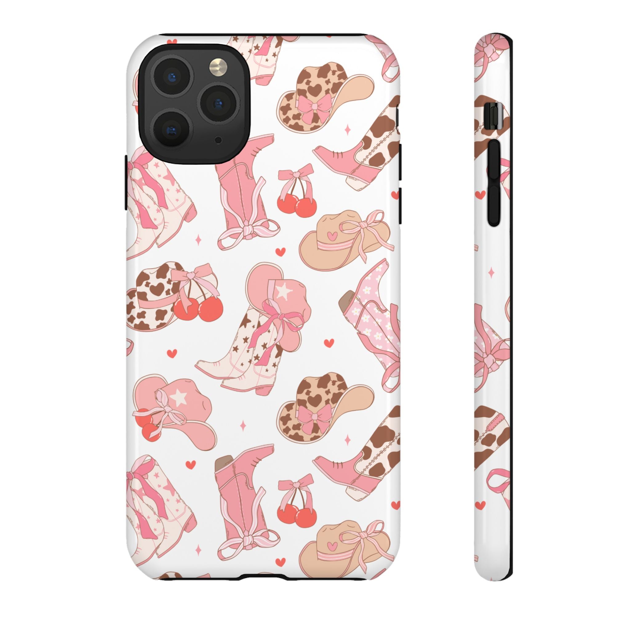 Cowgirl Boots Pink Phone Case — Cute Western Pattern Tough Phone Case