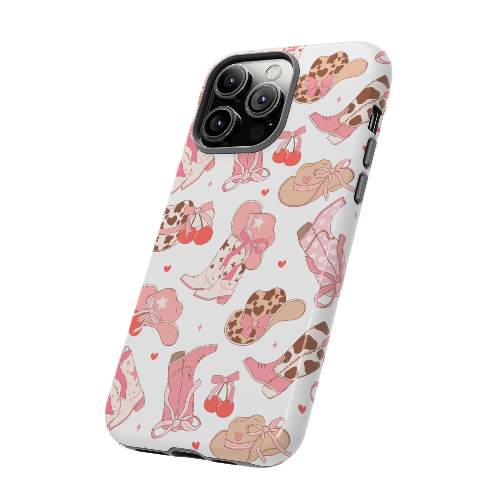 Cowgirl Boots Pink Phone Case — Cute Western Pattern Tough Phone Case