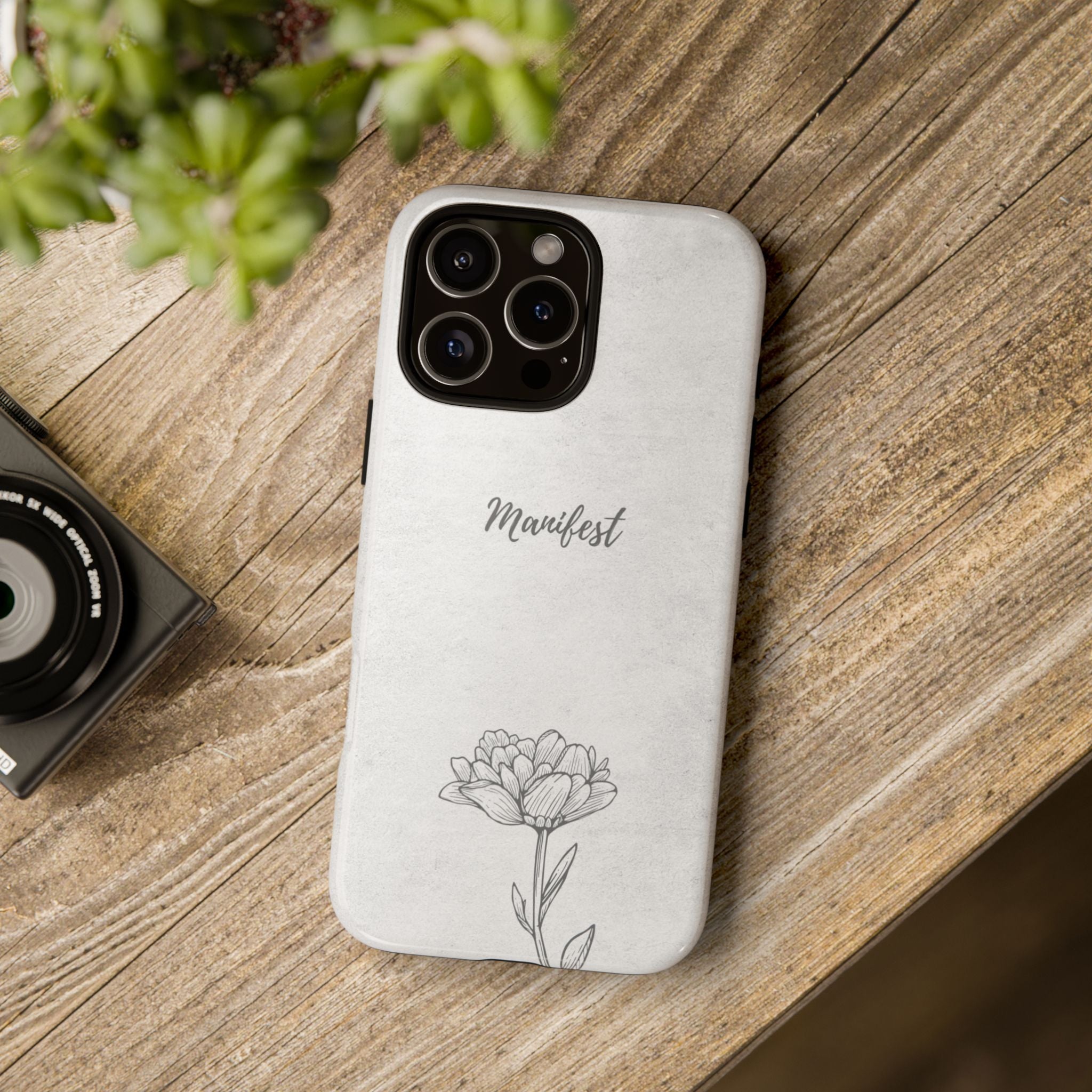 Manifest Flower Phone Case — Minimalist Protective iPhone Cover