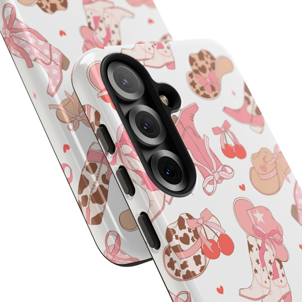 Cowgirl Boots Pink Phone Case — Cute Western Pattern Tough Phone Case