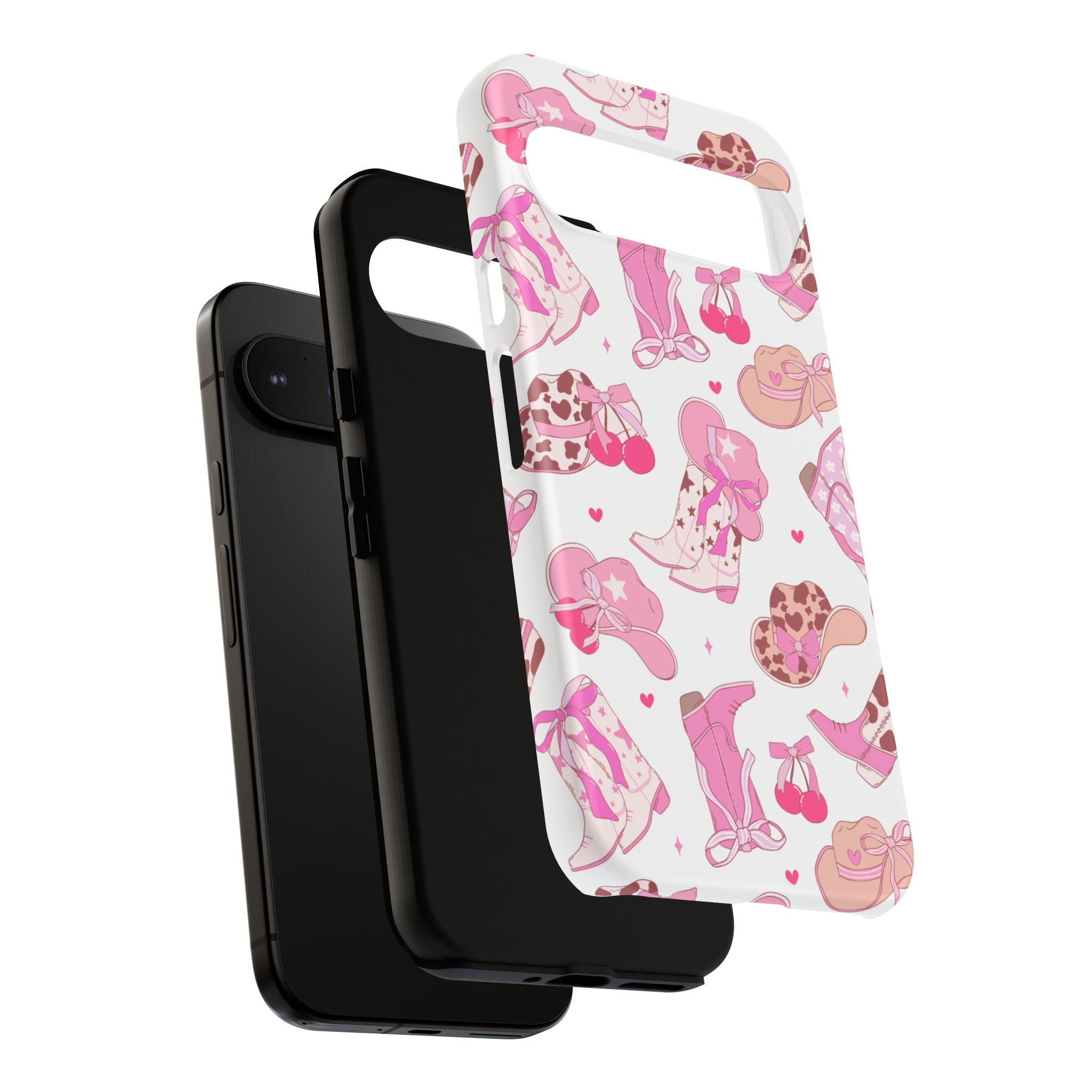 Pink Cowgirl Phone Case - Cute Western Boots & Hats Pattern Tough Case