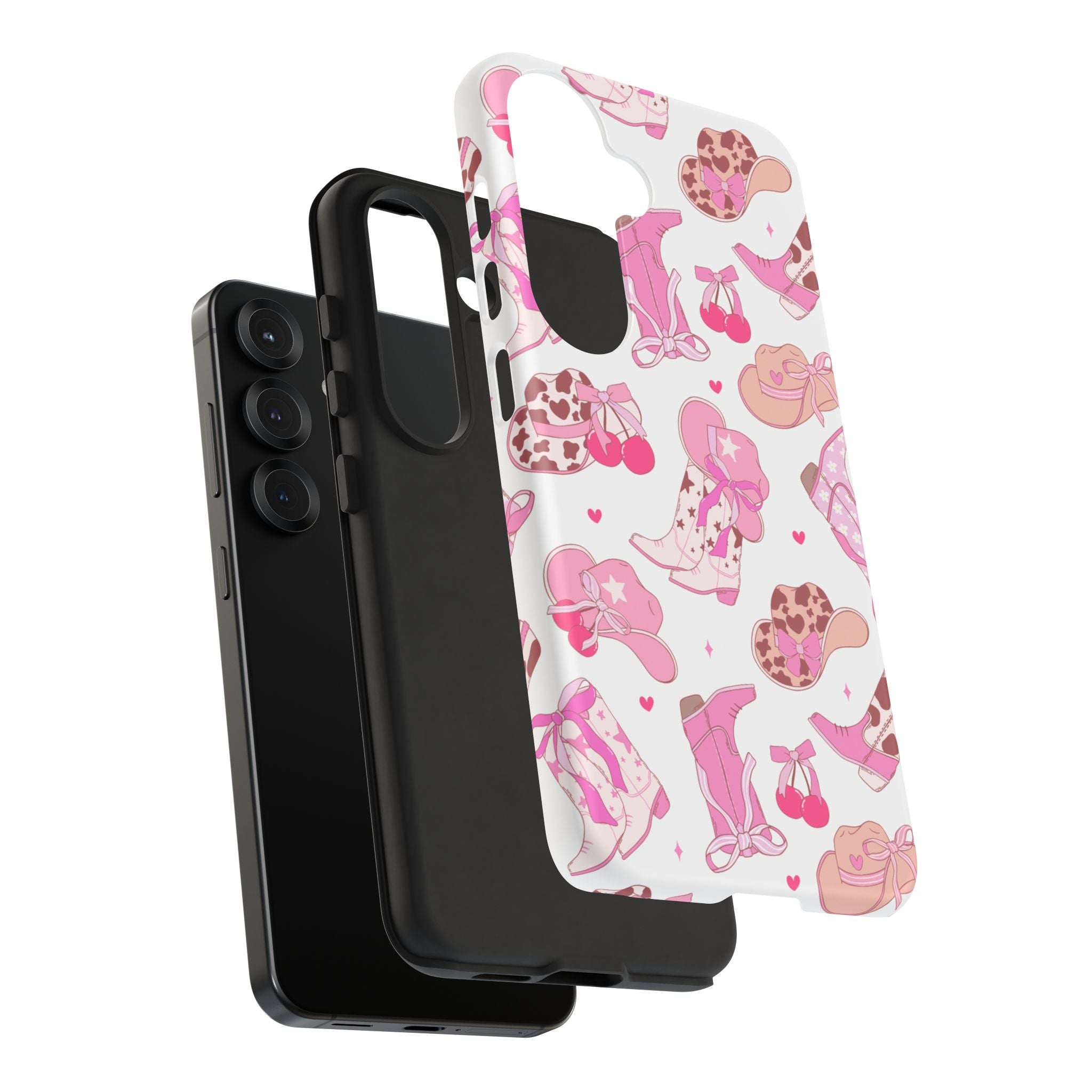 Pink Cowgirl Phone Case - Cute Western Boots & Hats Pattern Tough Case
