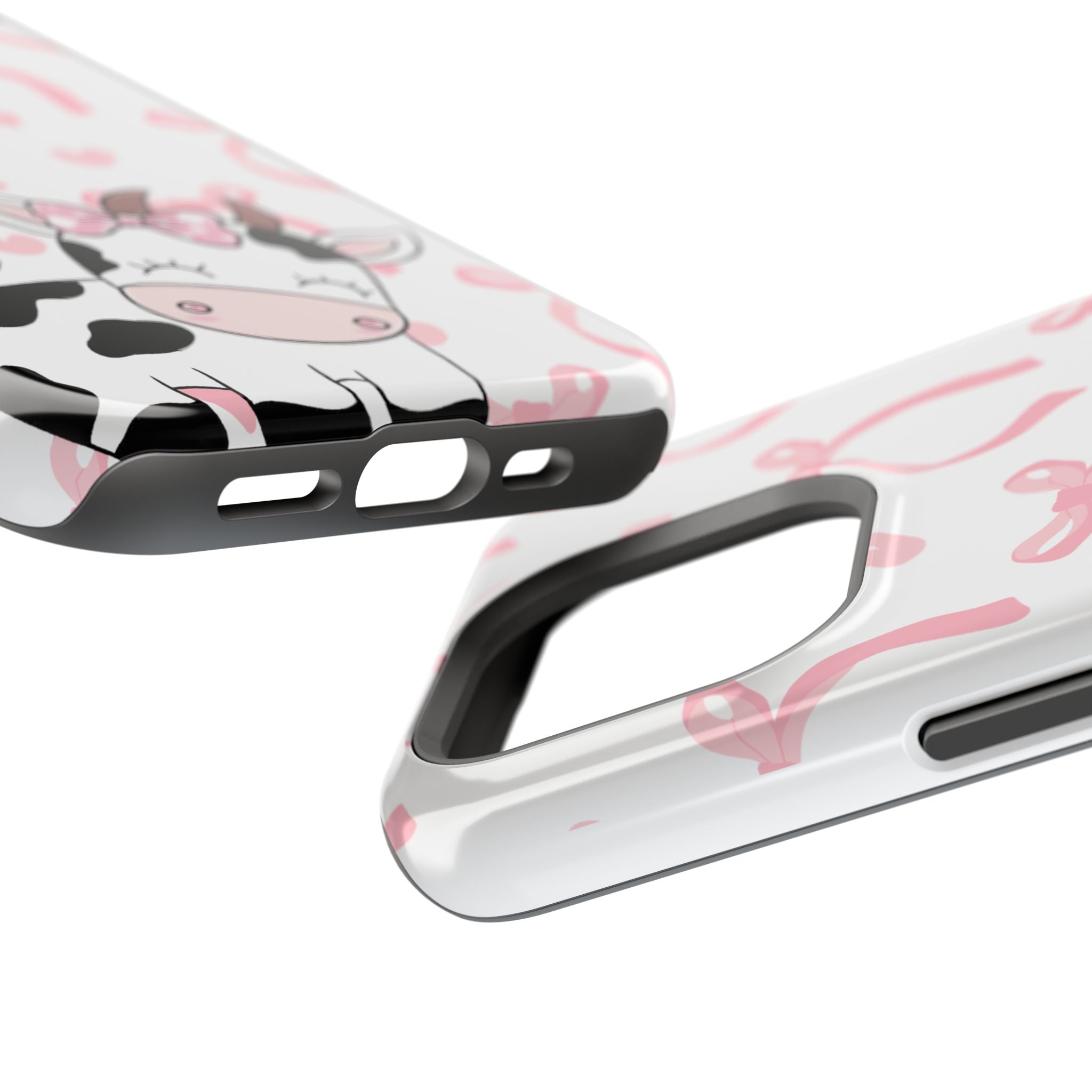 Cute Cow Phone Case — Pink Bows Magnetic Impact-Resistant Case