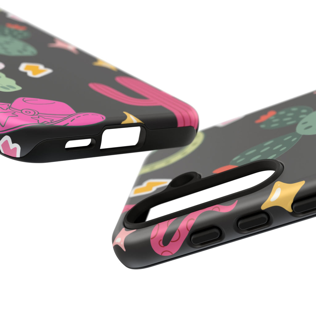 Southwest Desert Icons Tough Phone Case — Cactus, Cowboy & Skull Pattern