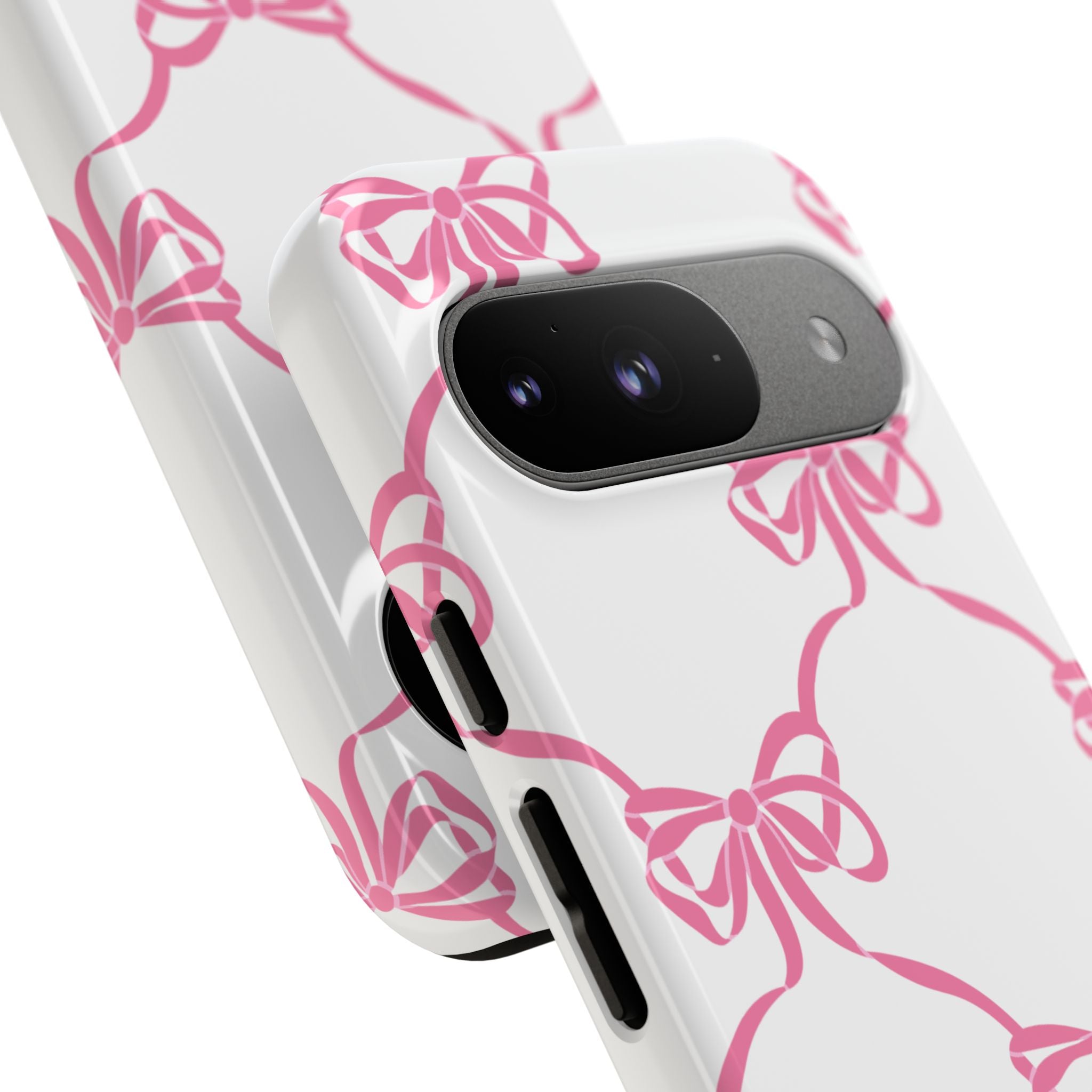 Pink Bow Pattern Phone Case — Cute Striped Tough Case