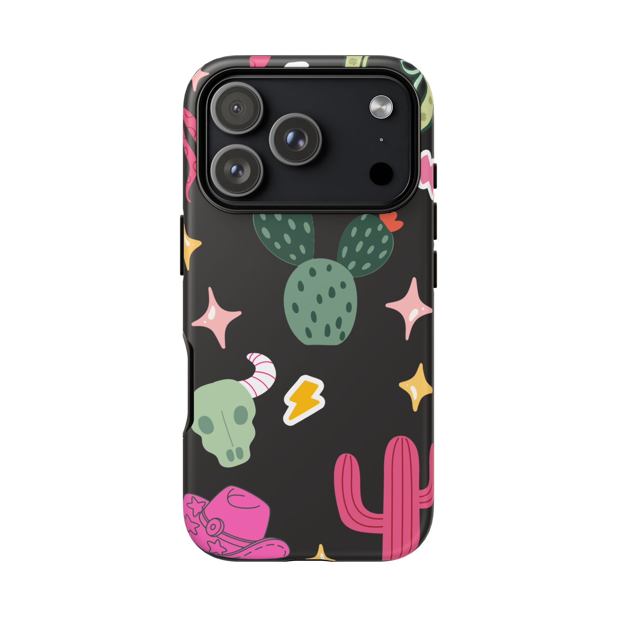 Southwest Desert Icons Tough Phone Case — Cactus, Cowboy & Skull Pattern