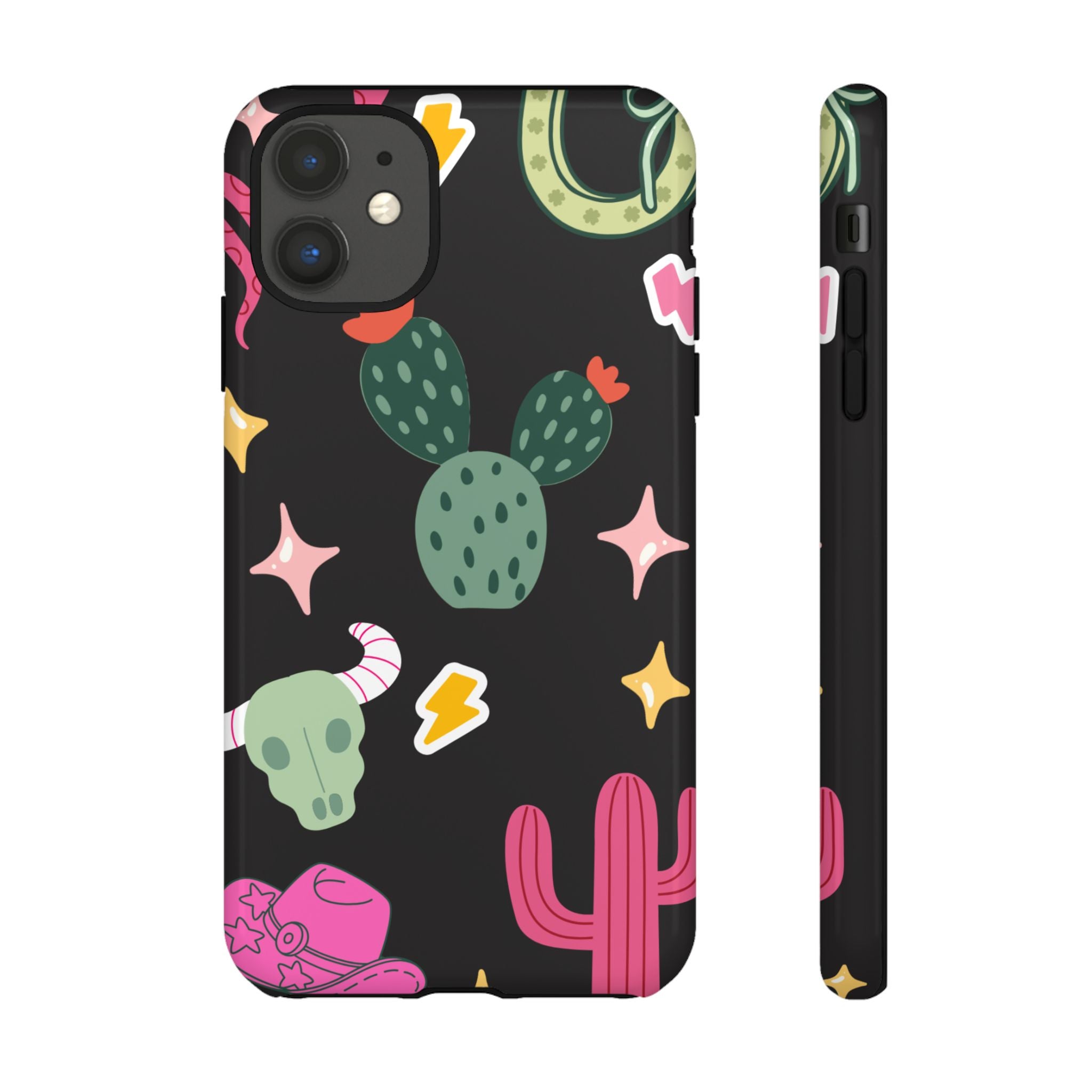 Southwest Desert Icons Tough Phone Case — Cactus, Cowboy & Skull Pattern