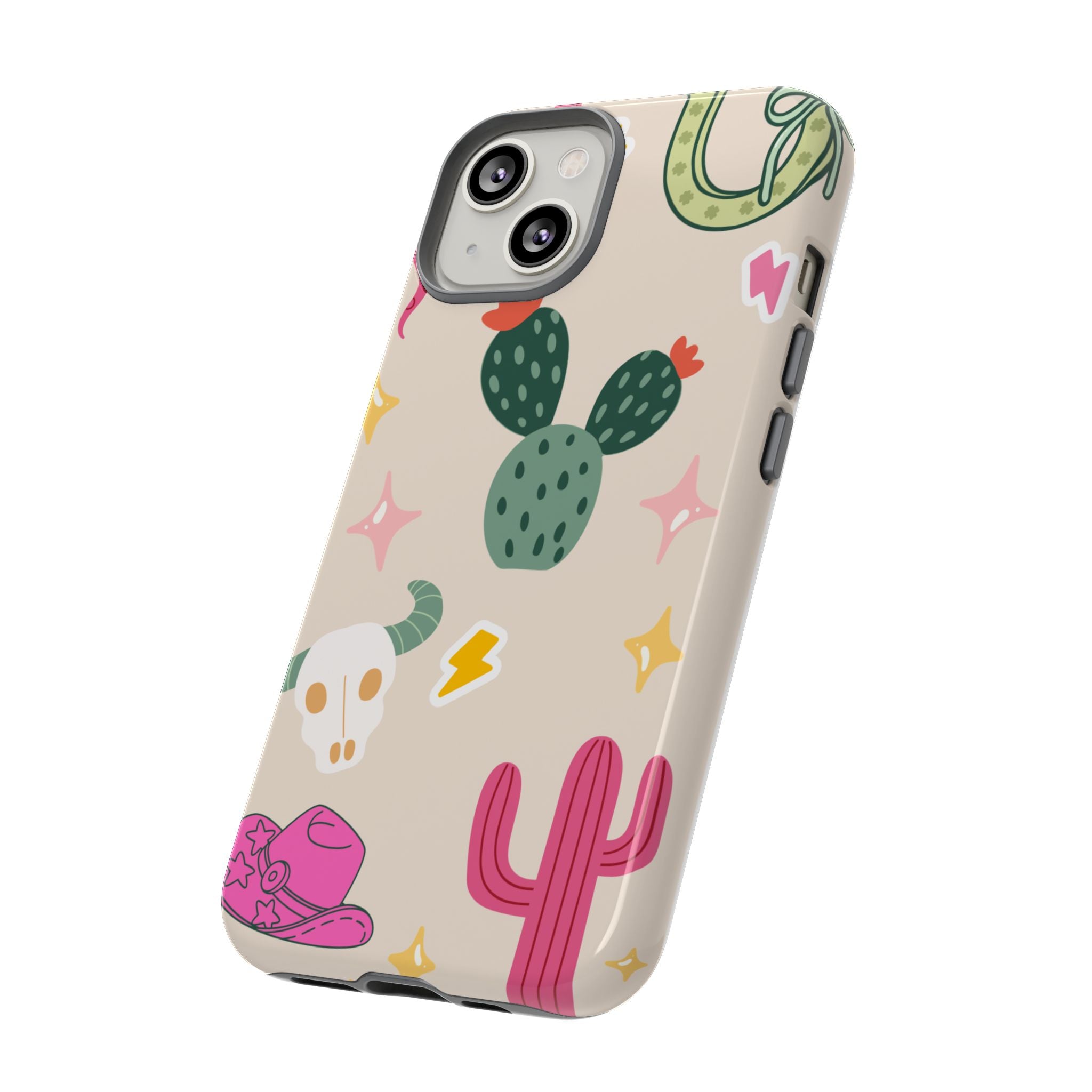 Cactus Cowgirl Phone Case — Cute Western Desert Pattern Tough Case