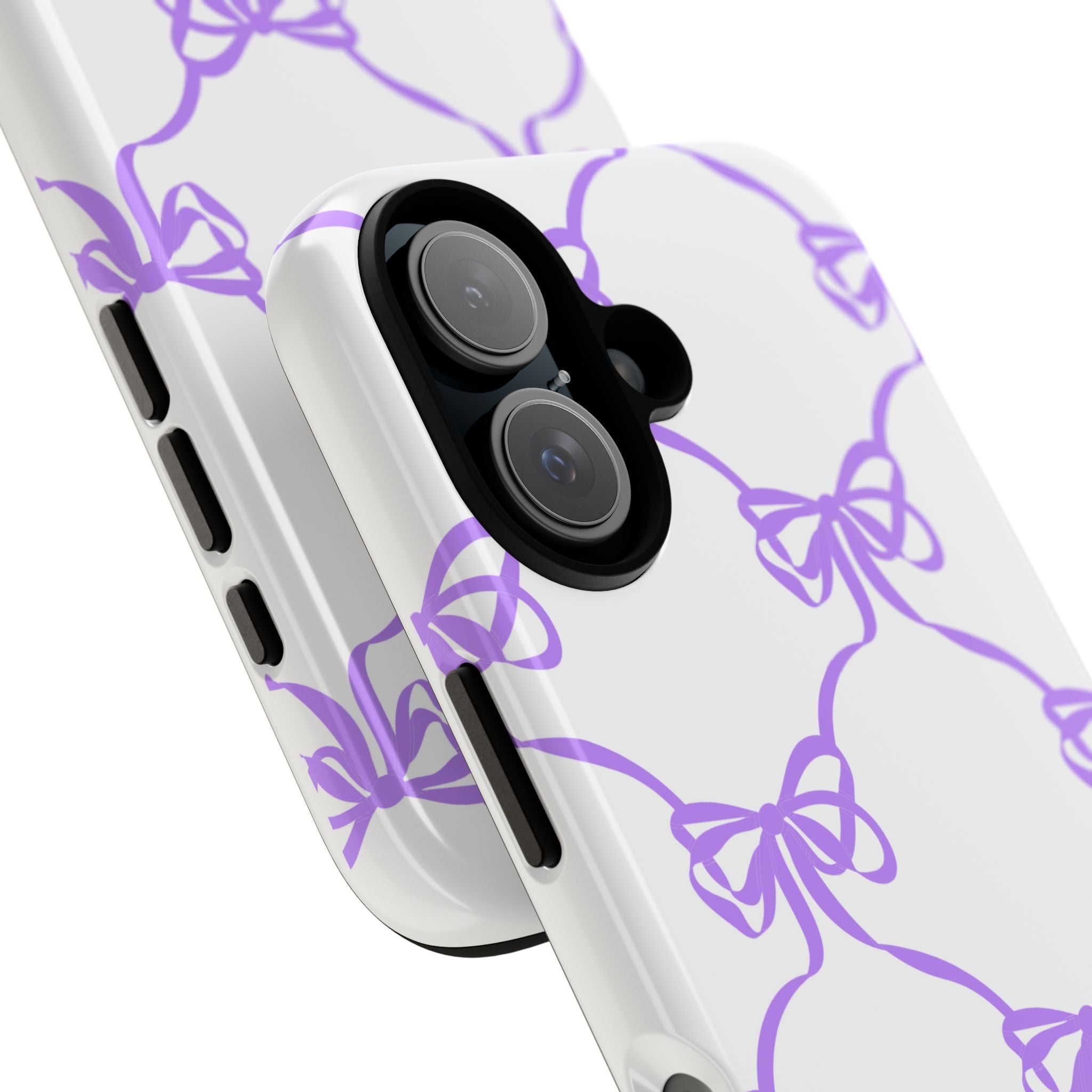 Lavender Bow Pattern Tough Phone Case - Striped Cute iPhone Cover