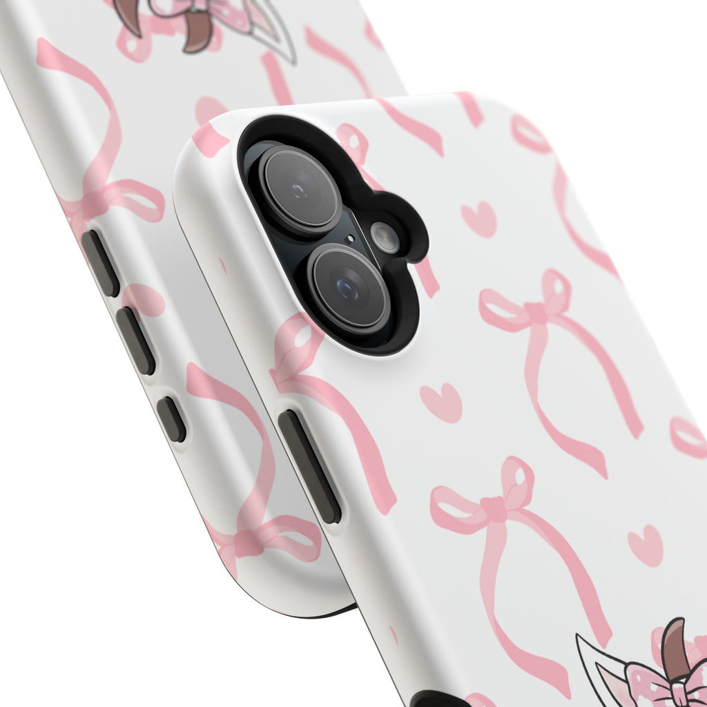 Cute Cow Phone Case — Pink Bows Magnetic Impact-Resistant Case