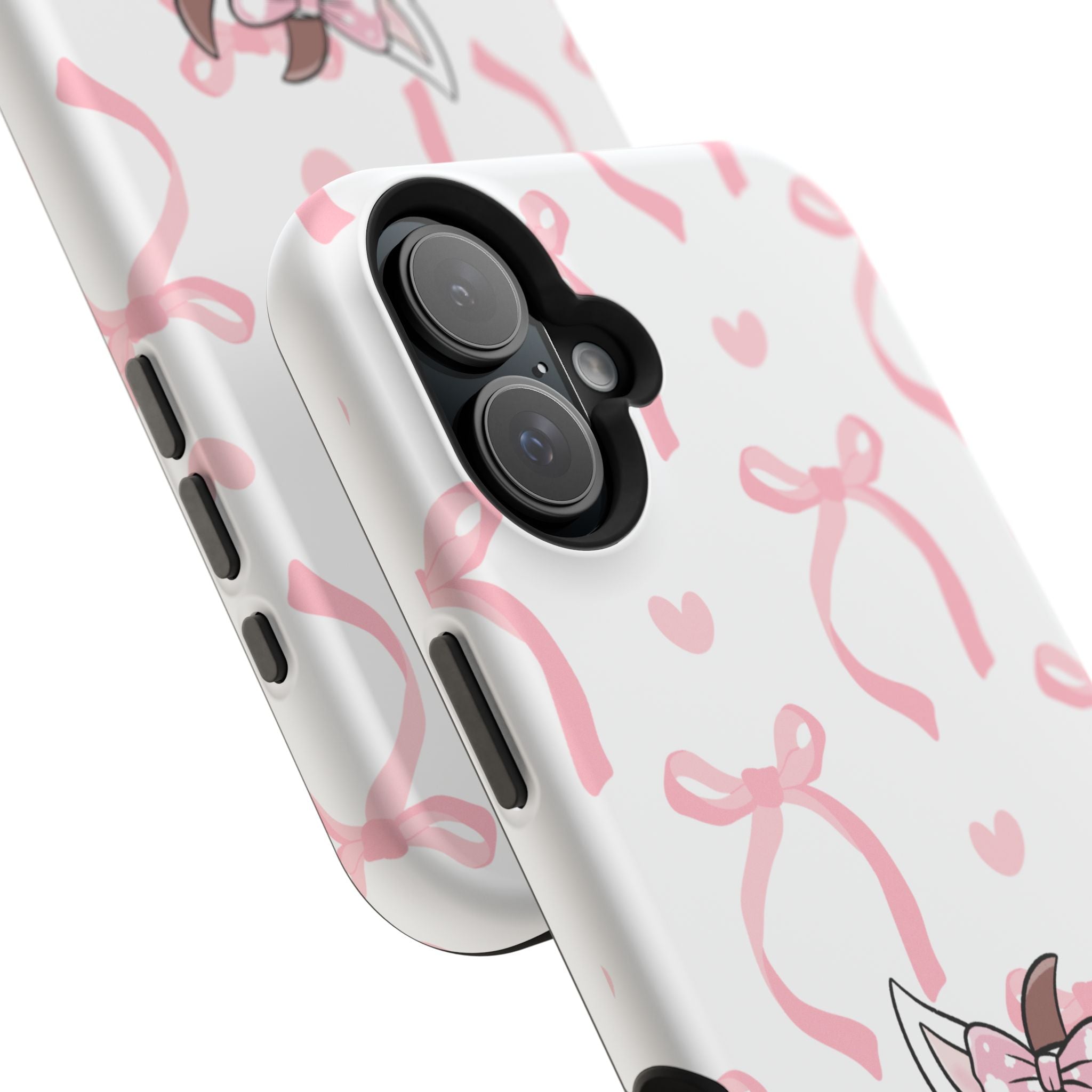 Cute Cow Phone Case — Pink Bows Magnetic Impact-Resistant Case