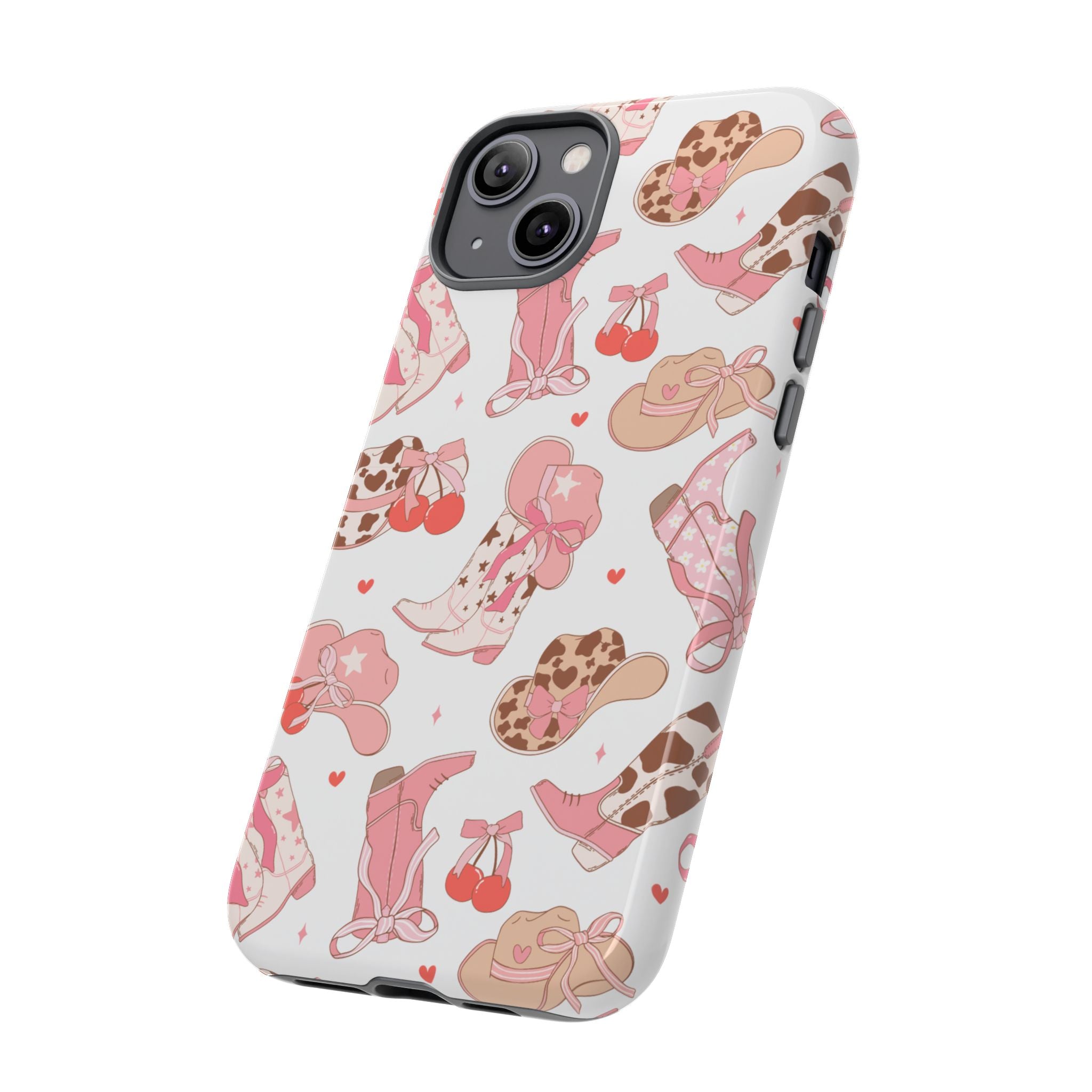 Cowgirl Boots Pink Phone Case — Cute Western Pattern Tough Phone Case