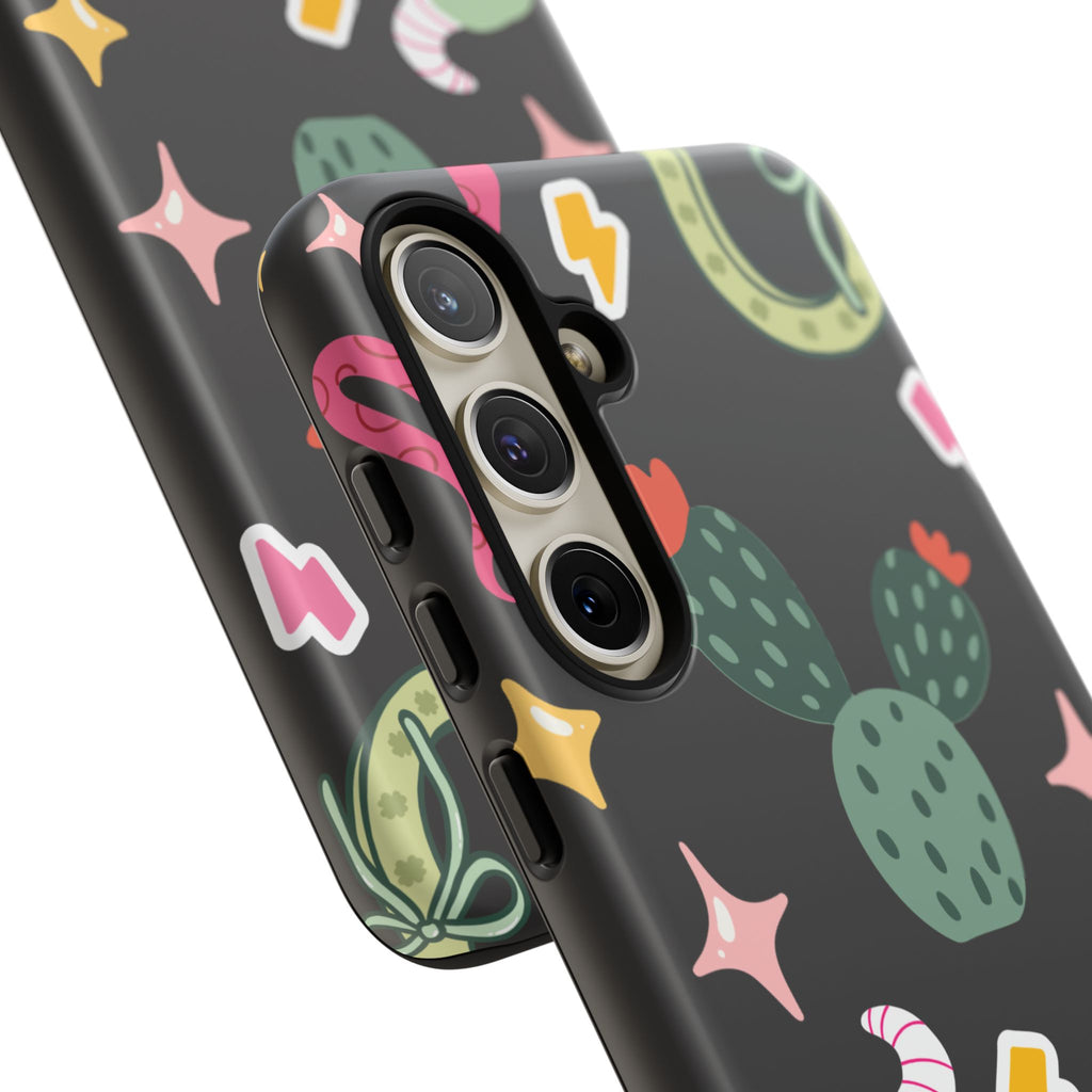Southwest Desert Icons Tough Phone Case — Cactus, Cowboy & Skull Pattern