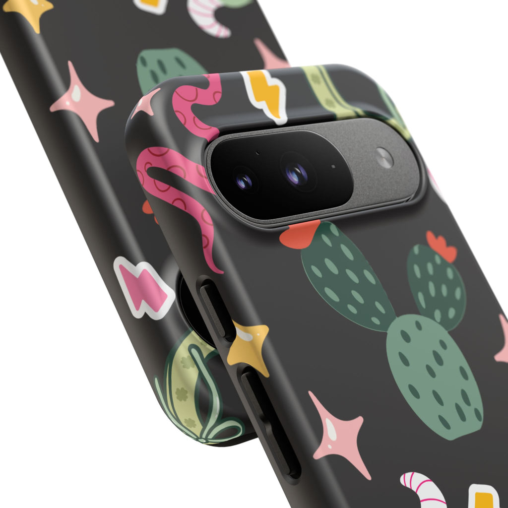 Southwest Desert Icons Tough Phone Case — Cactus, Cowboy & Skull Pattern