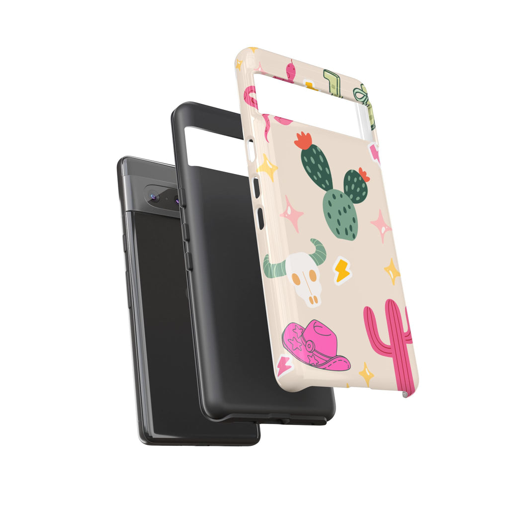 Cactus Cowgirl Phone Case — Cute Western Desert Pattern Tough Case