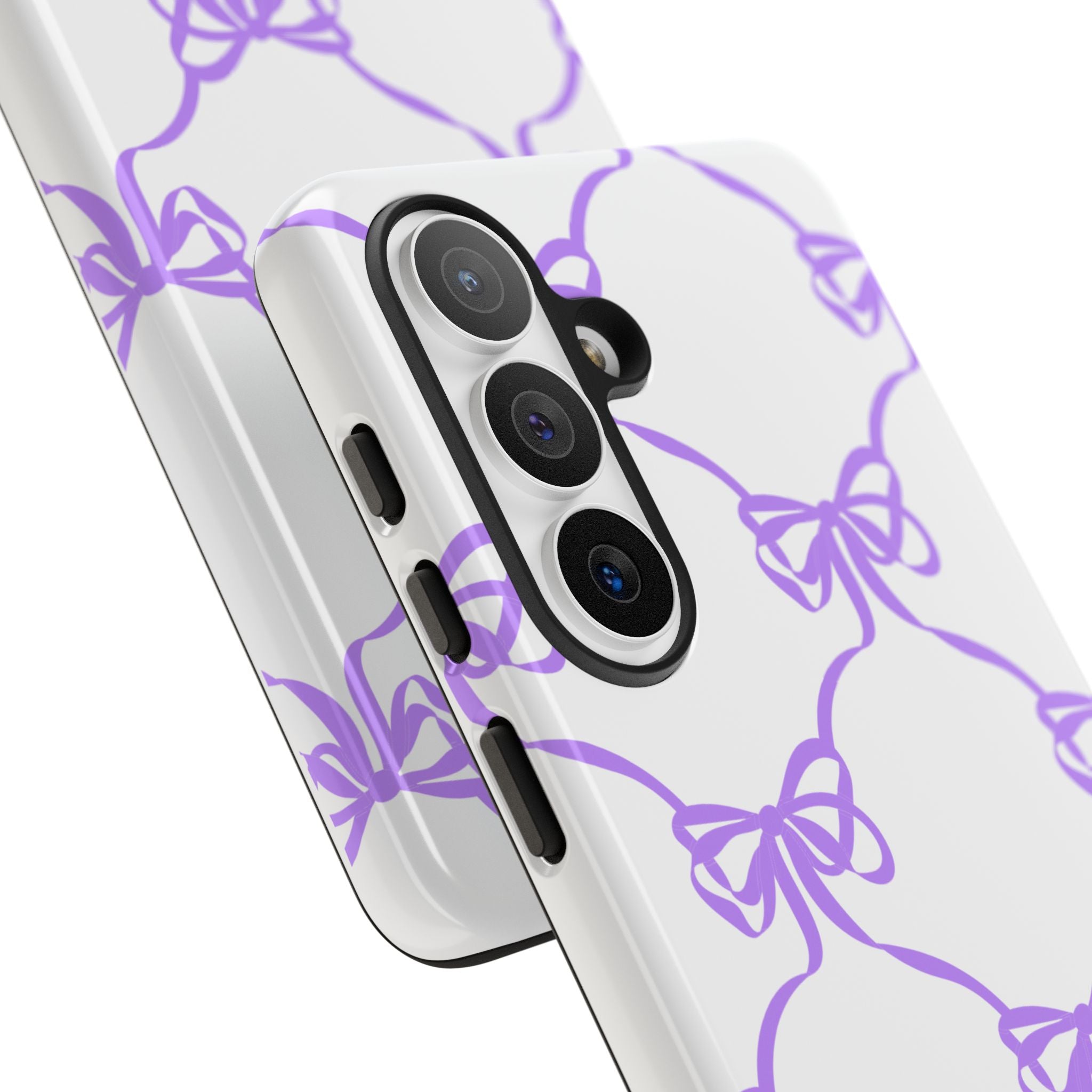 Lavender Bow Pattern Tough Phone Case - Striped Cute iPhone Cover