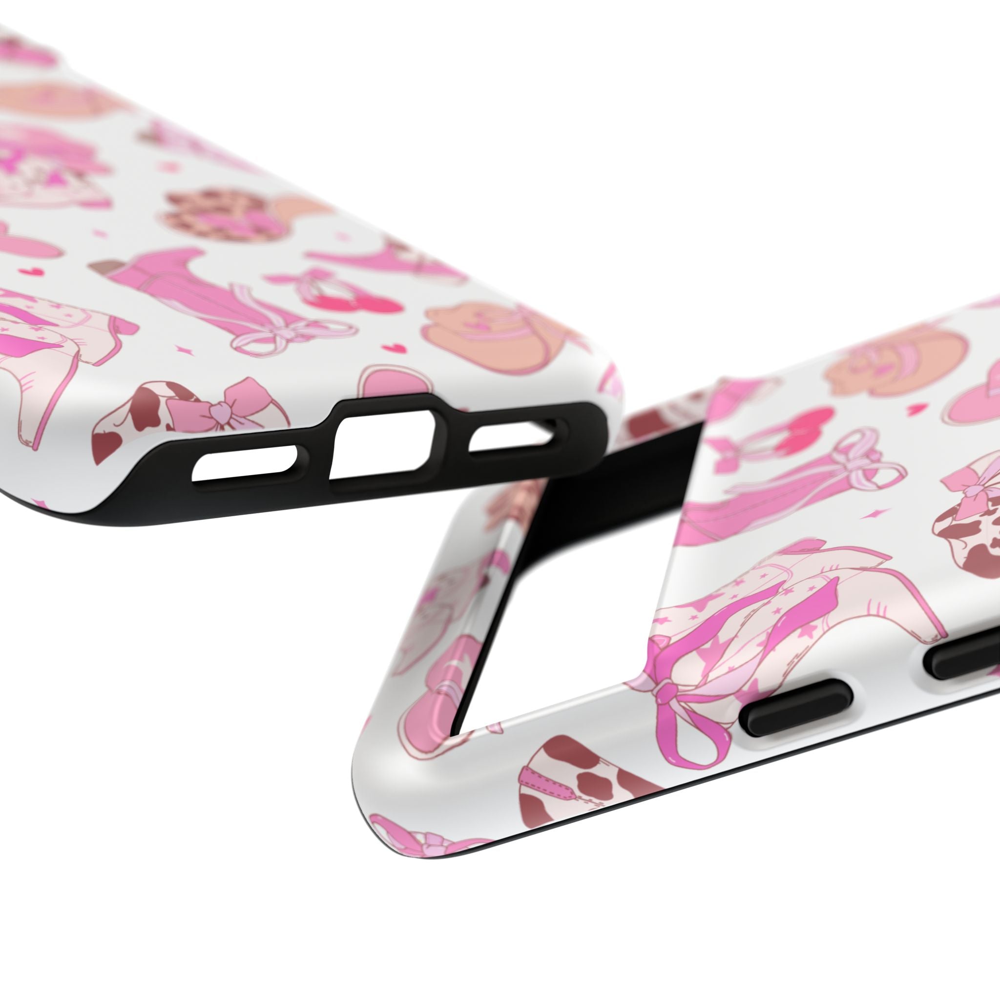Pink Cowgirl Phone Case - Cute Western Boots & Hats Pattern Tough Case