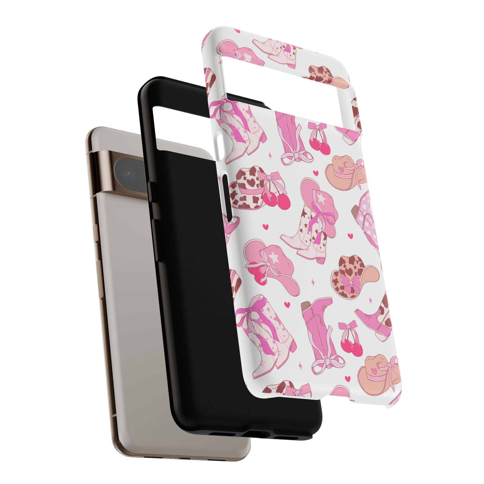 Pink Cowgirl Phone Case - Cute Western Boots & Hats Pattern Tough Case