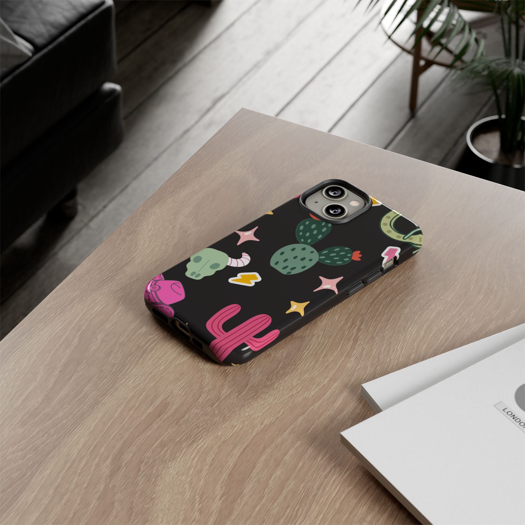 Southwest Desert Icons Tough Phone Case — Cactus, Cowboy & Skull Pattern