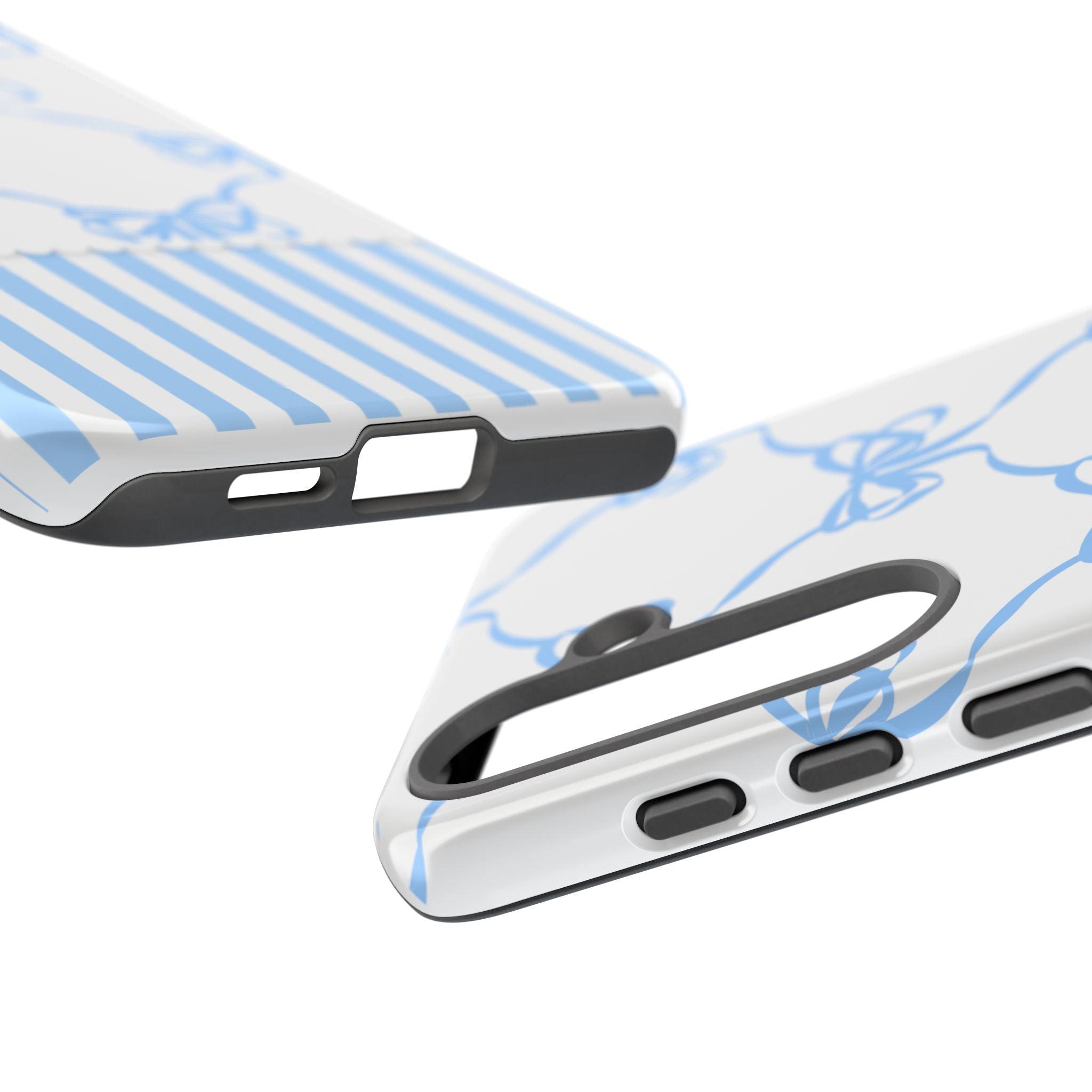 Blue Bow Stripes Phone Case — Cute Pastel Protective Tough Case