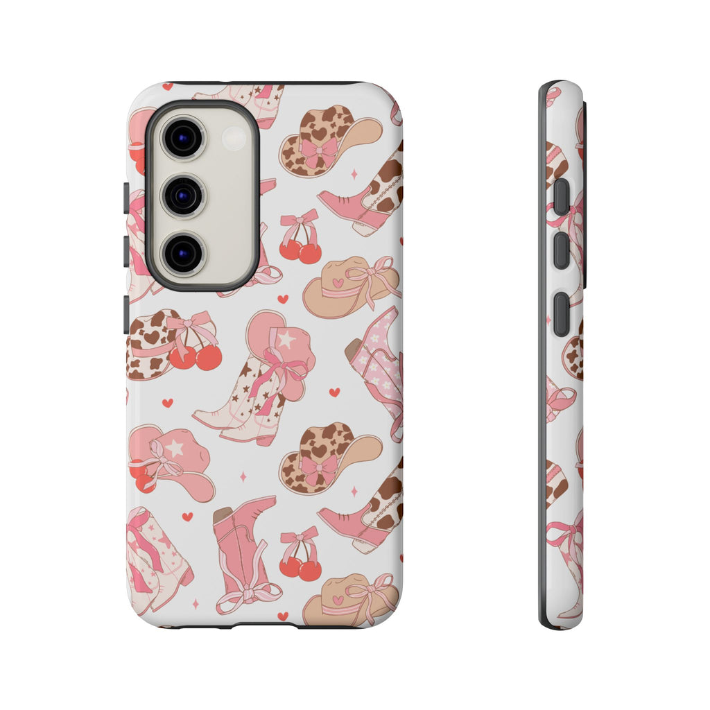 Cowgirl Boots Pink Phone Case — Cute Western Pattern Tough Phone Case