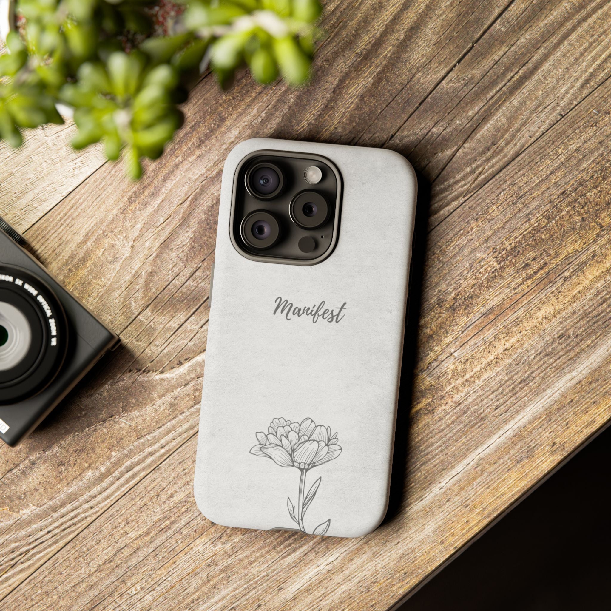 Manifest Flower Phone Case — Minimalist Protective iPhone Cover