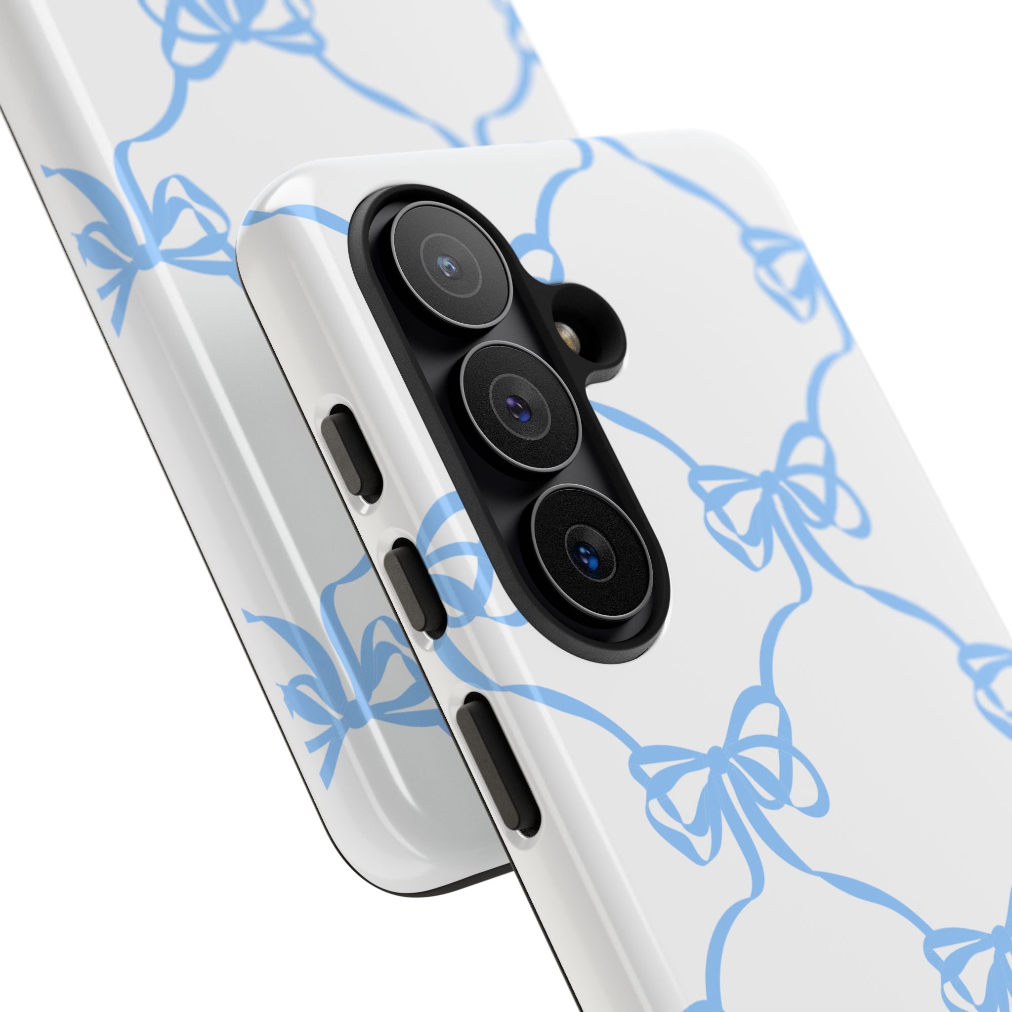 Blue Bow Stripes Phone Case — Cute Pastel Protective Tough Case