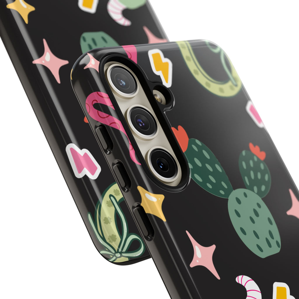 Southwest Desert Icons Tough Phone Case — Cactus, Cowboy & Skull Pattern