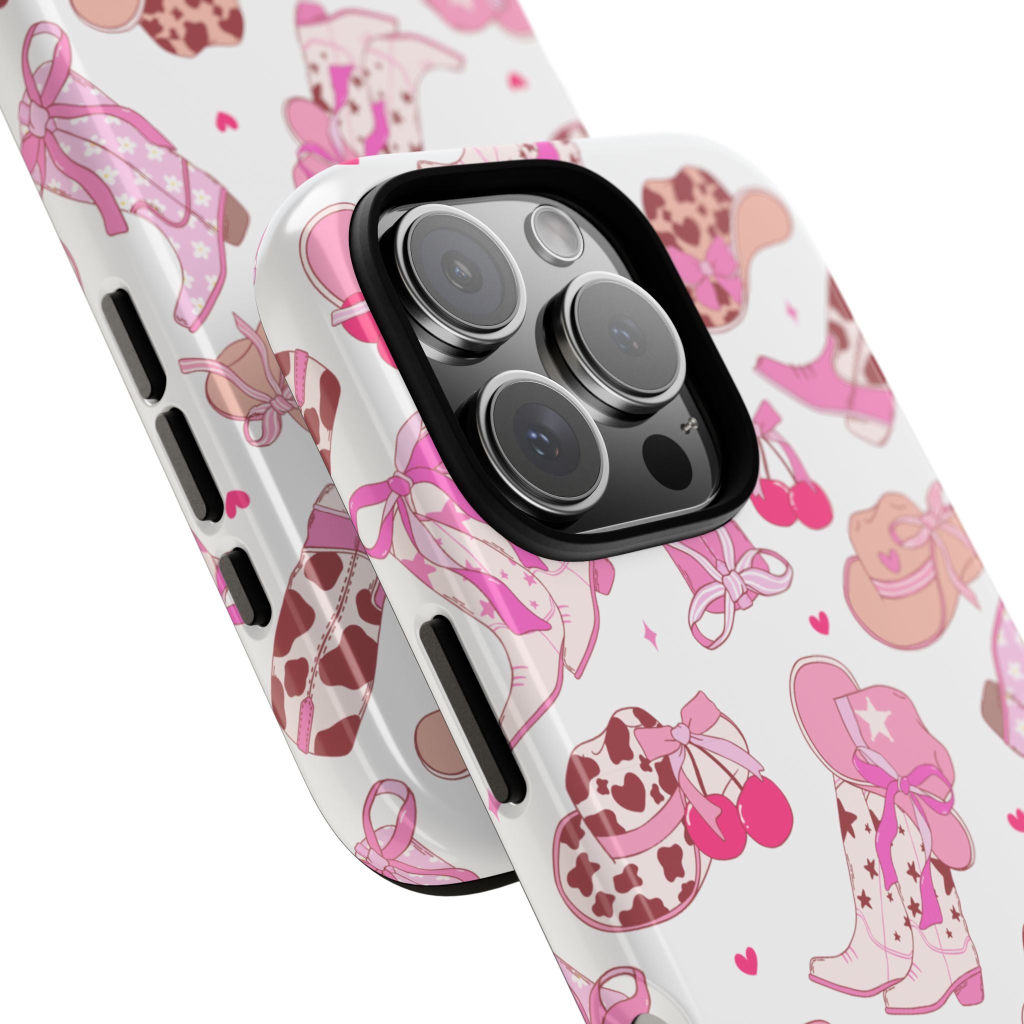 Pink Cowgirl Phone Case - Cute Western Boots & Hats Pattern Tough Case