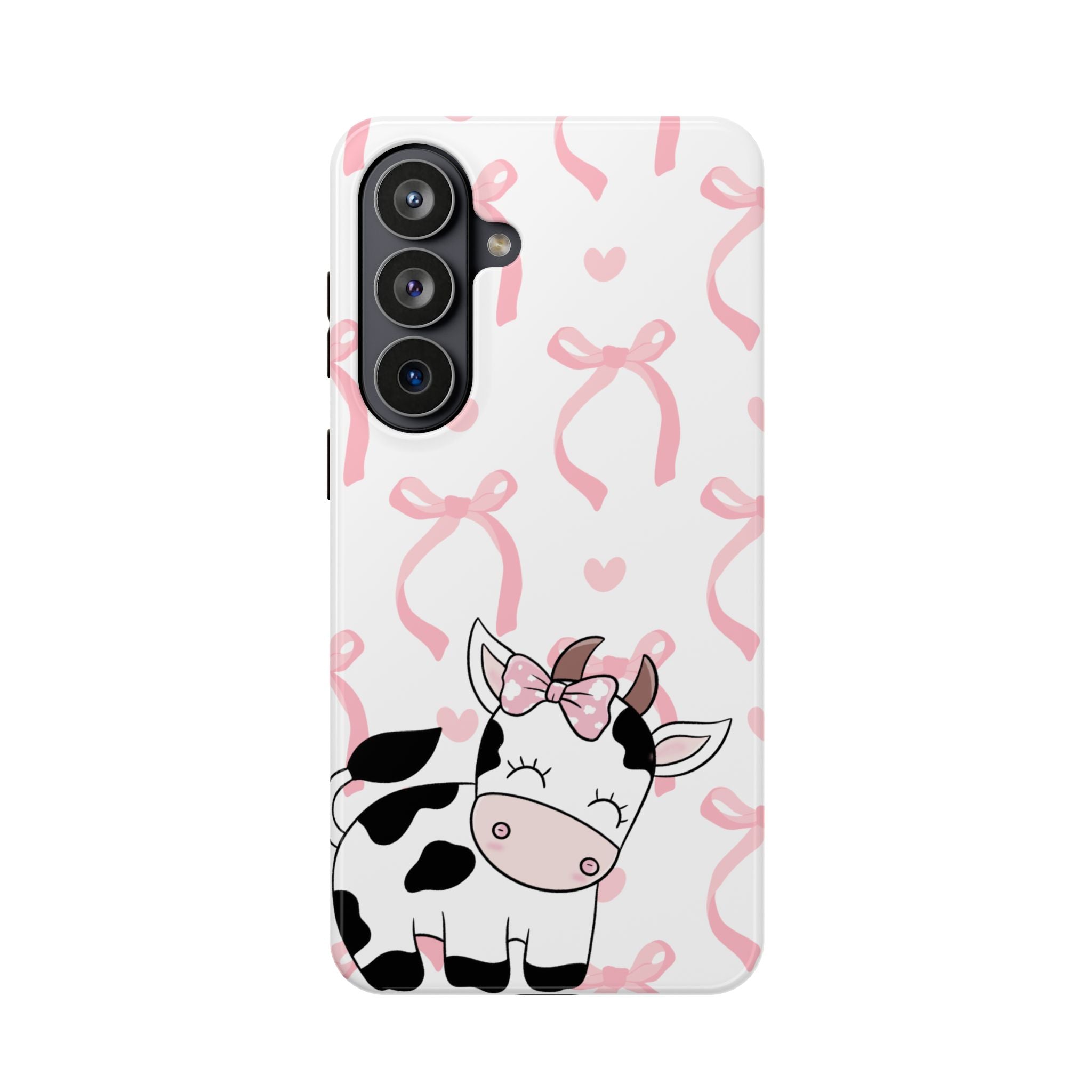 Cute Cow Phone Case — Pink Bows Magnetic Impact-Resistant Case