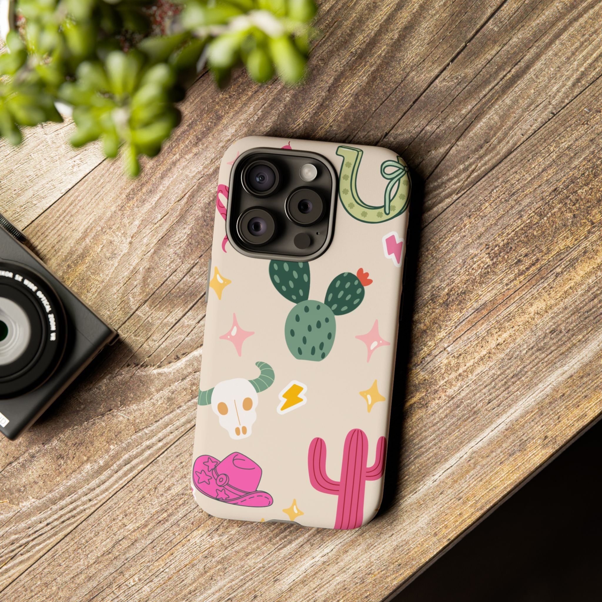 Cactus Cowgirl Phone Case — Cute Western Desert Pattern Tough Case