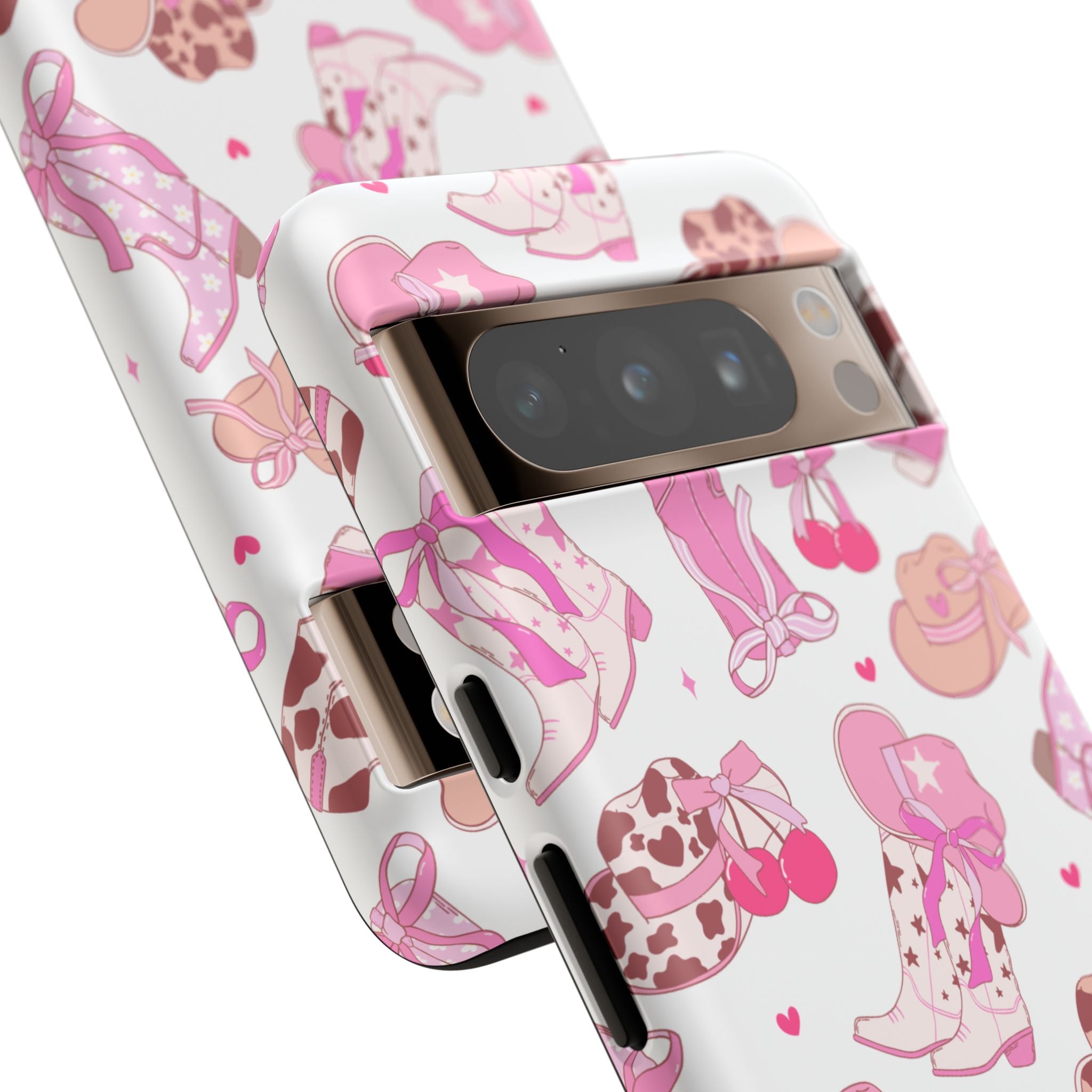 Pink Cowgirl Phone Case - Cute Western Boots & Hats Pattern Tough Case