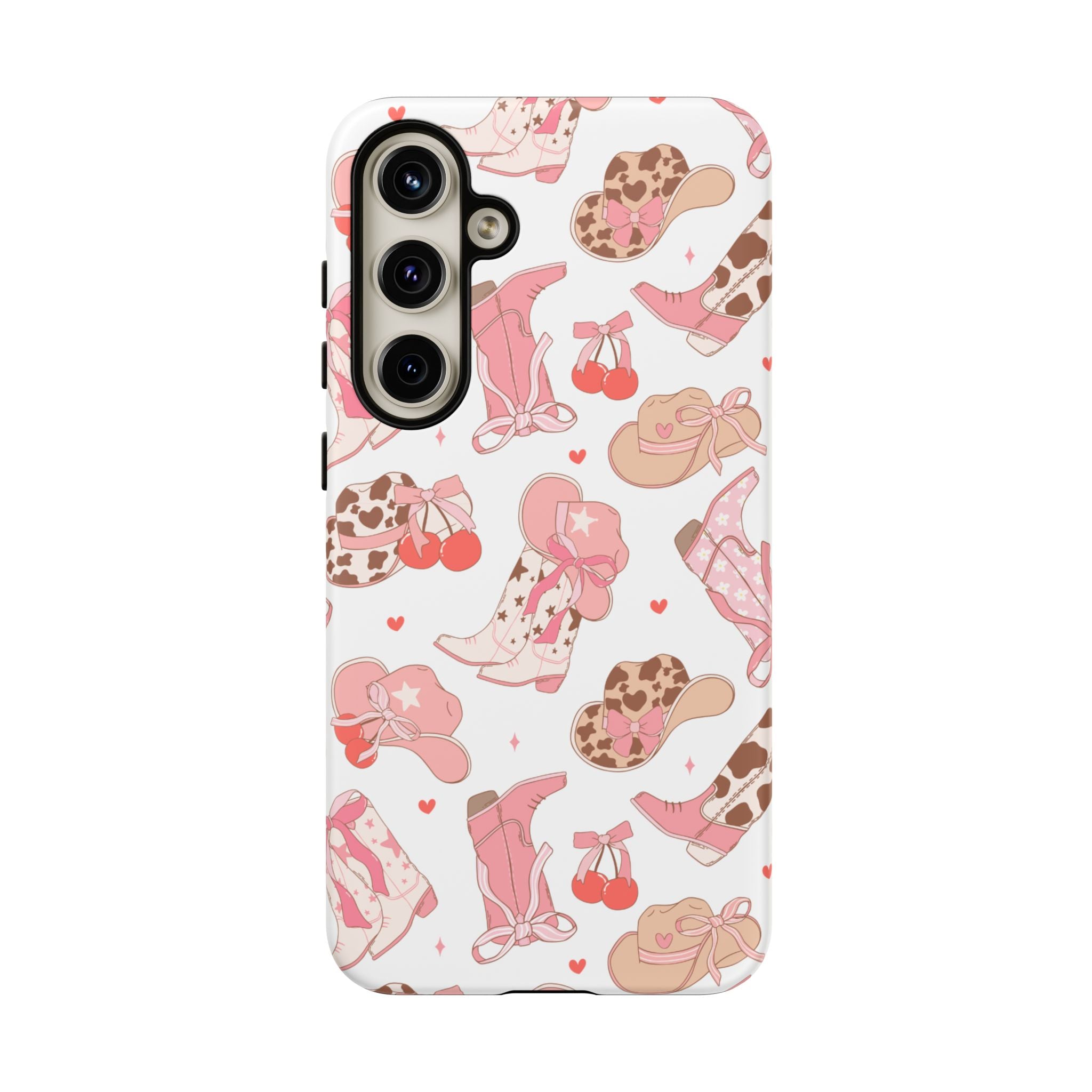 Cowgirl Boots Pink Phone Case — Cute Western Pattern Tough Phone Case
