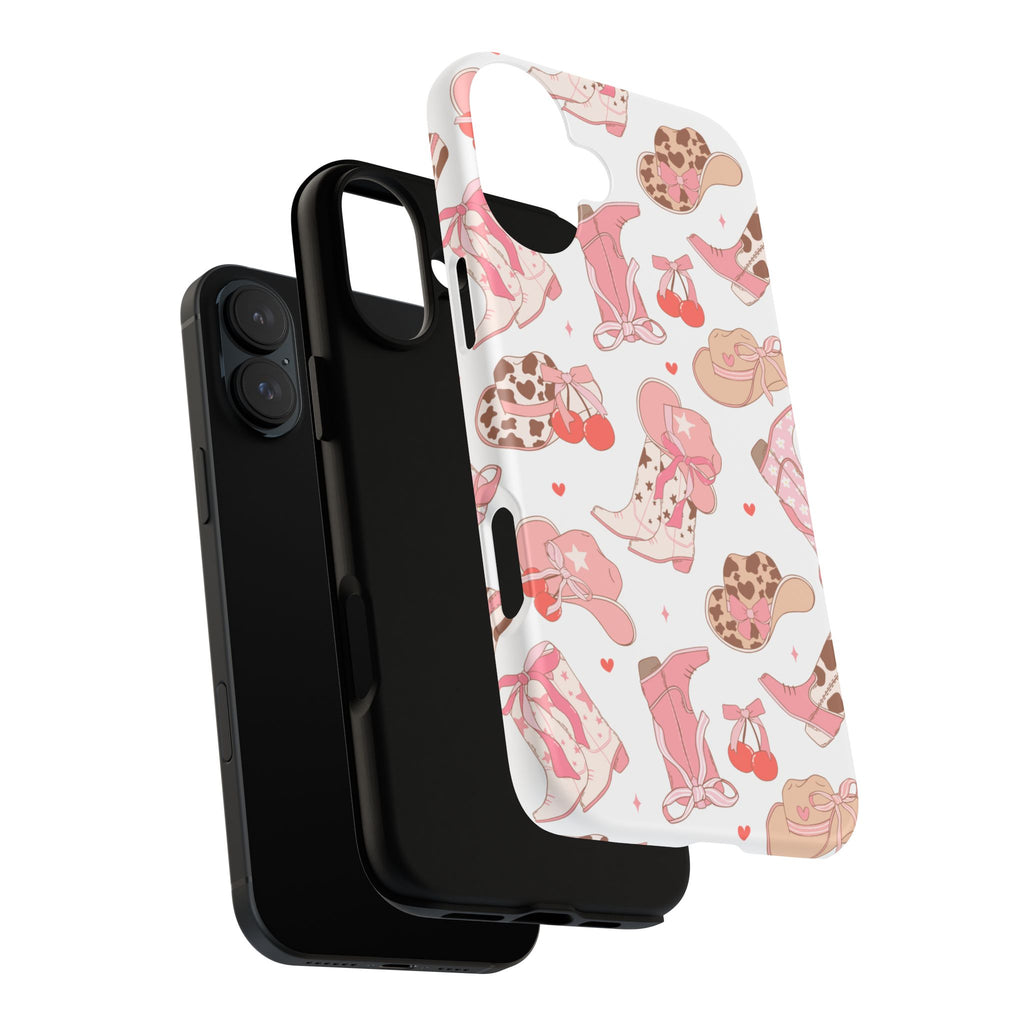 Cowgirl Boots Pink Phone Case — Cute Western Pattern Tough Phone Case