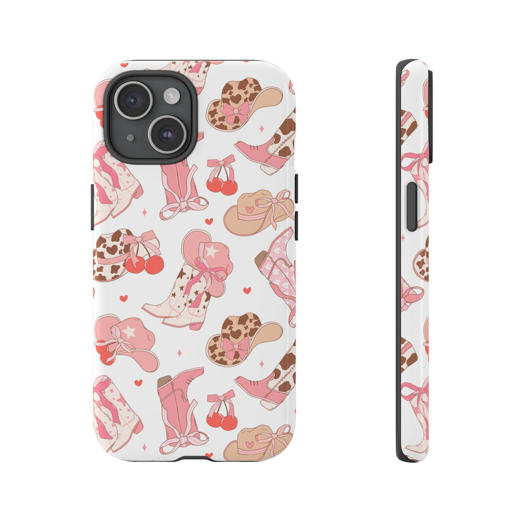Cowgirl Boots Pink Phone Case — Cute Western Pattern Tough Phone Case