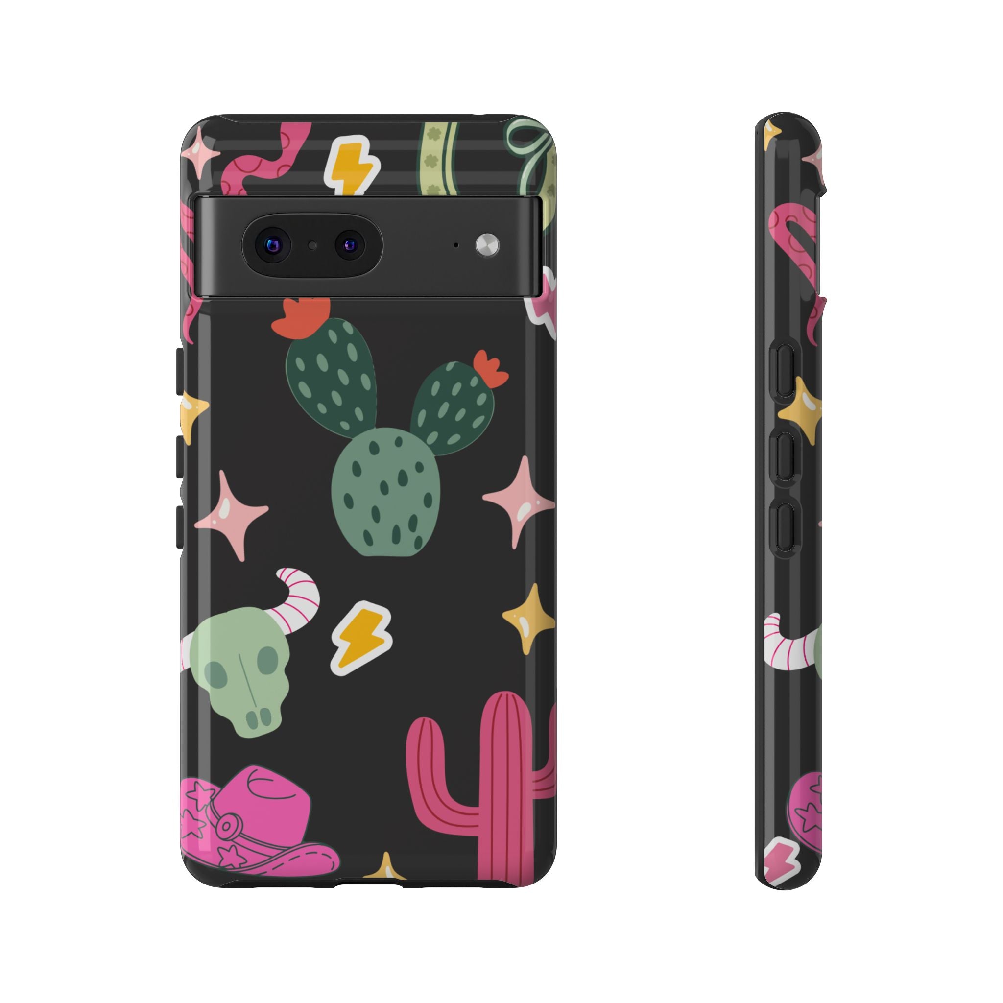 Southwest Desert Icons Tough Phone Case — Cactus, Cowboy & Skull Pattern