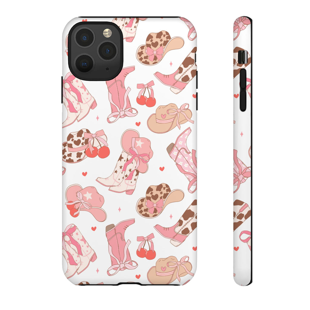 Cowgirl Boots Pink Phone Case — Cute Western Pattern Tough Phone Case