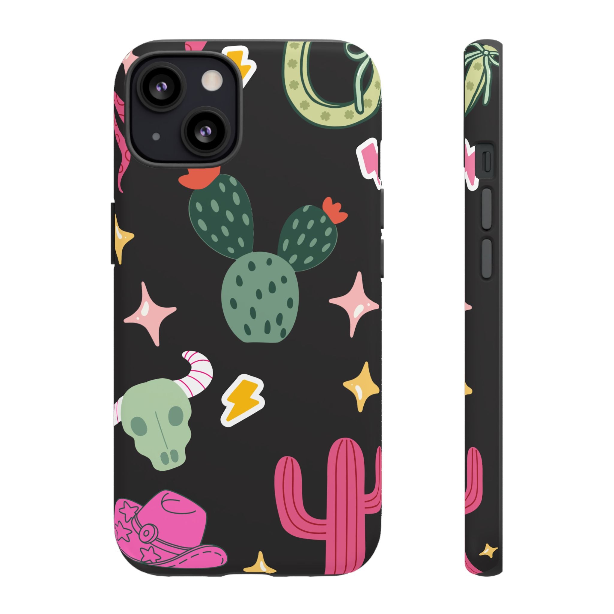 Southwest Desert Icons Tough Phone Case — Cactus, Cowboy & Skull Pattern