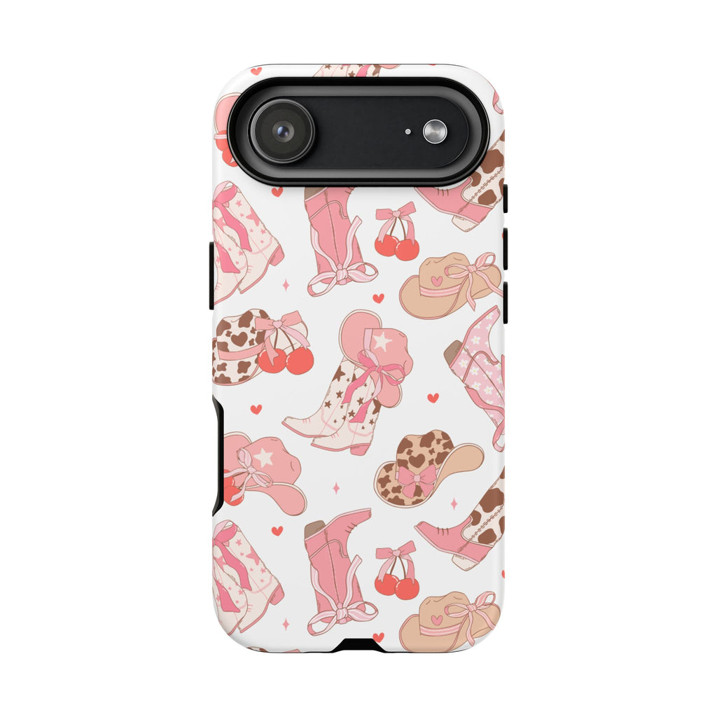 Cowgirl Boots Pink Phone Case — Cute Western Pattern Tough Phone Case