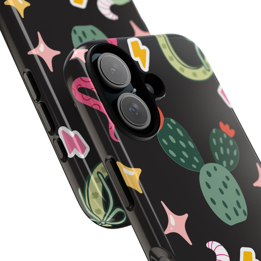 Southwest Desert Icons Tough Phone Case — Cactus, Cowboy & Skull Pattern
