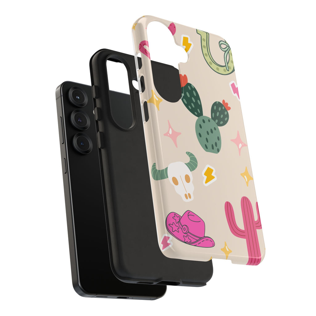 Cactus Cowgirl Phone Case — Cute Western Desert Pattern Tough Case