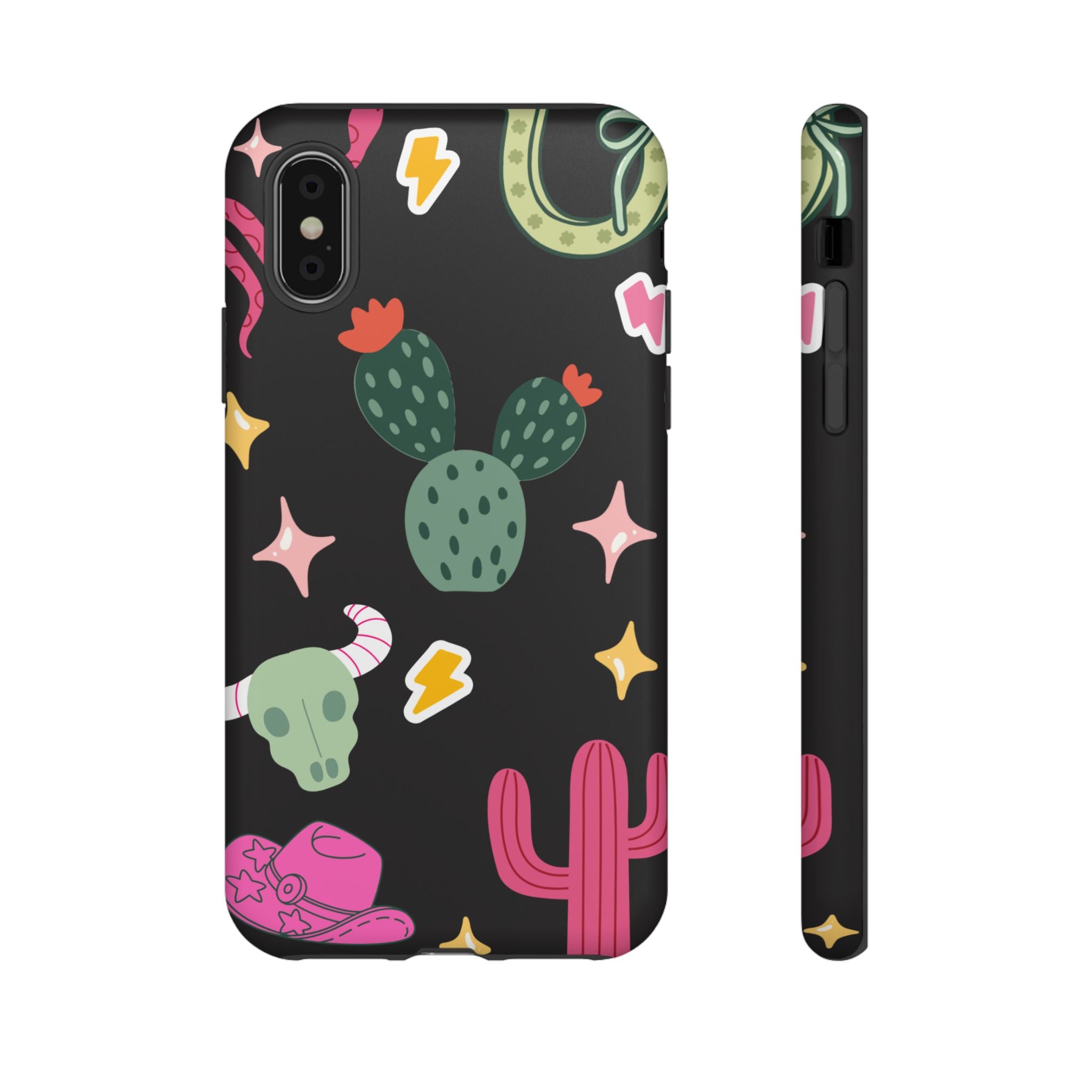 Southwest Desert Icons Tough Phone Case — Cactus, Cowboy & Skull Pattern